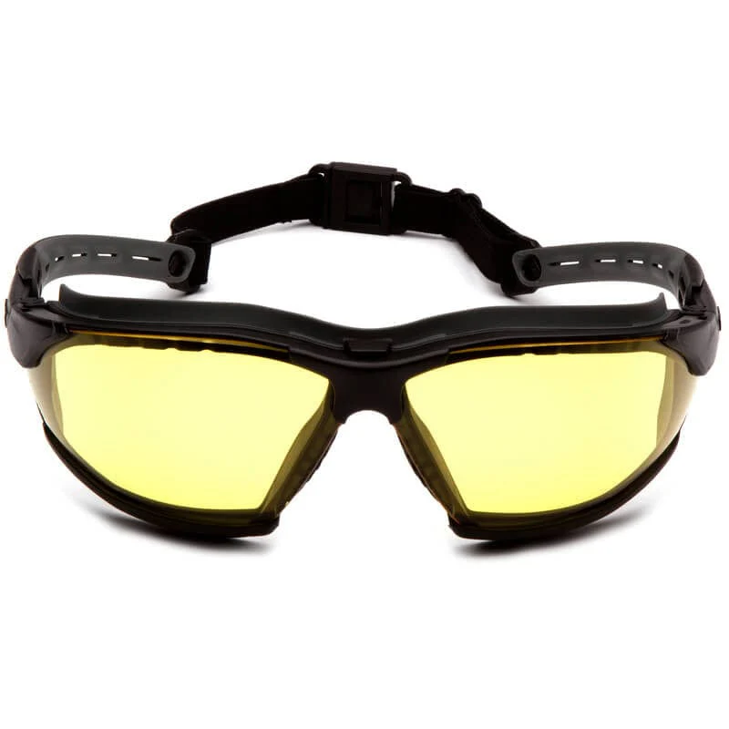 Pyramex Isotope Safety Glasses/Goggles Black Frame Amber H2MAX Anti-Fog Lenses - Alvarez Pro Painting LLC