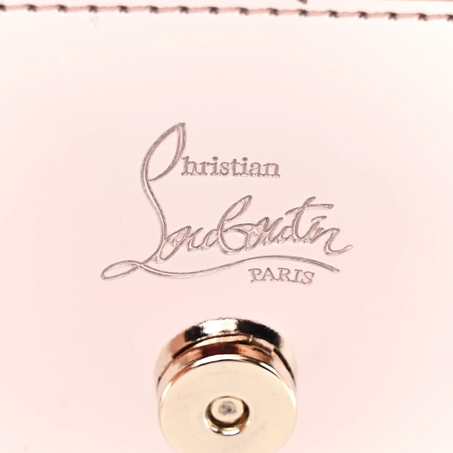 Metallic Patent Calfskin Spikes Loubinthesky Paloma Clutch Pink - Top Club