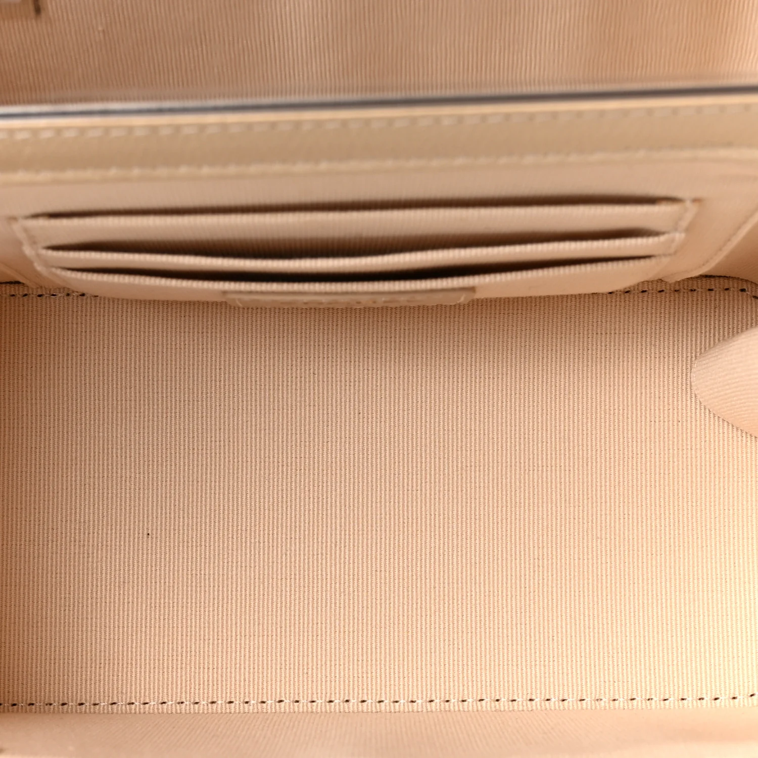 Caviar Quilted Small Tiny CC Vanity Case With Chain Beige - Top Club