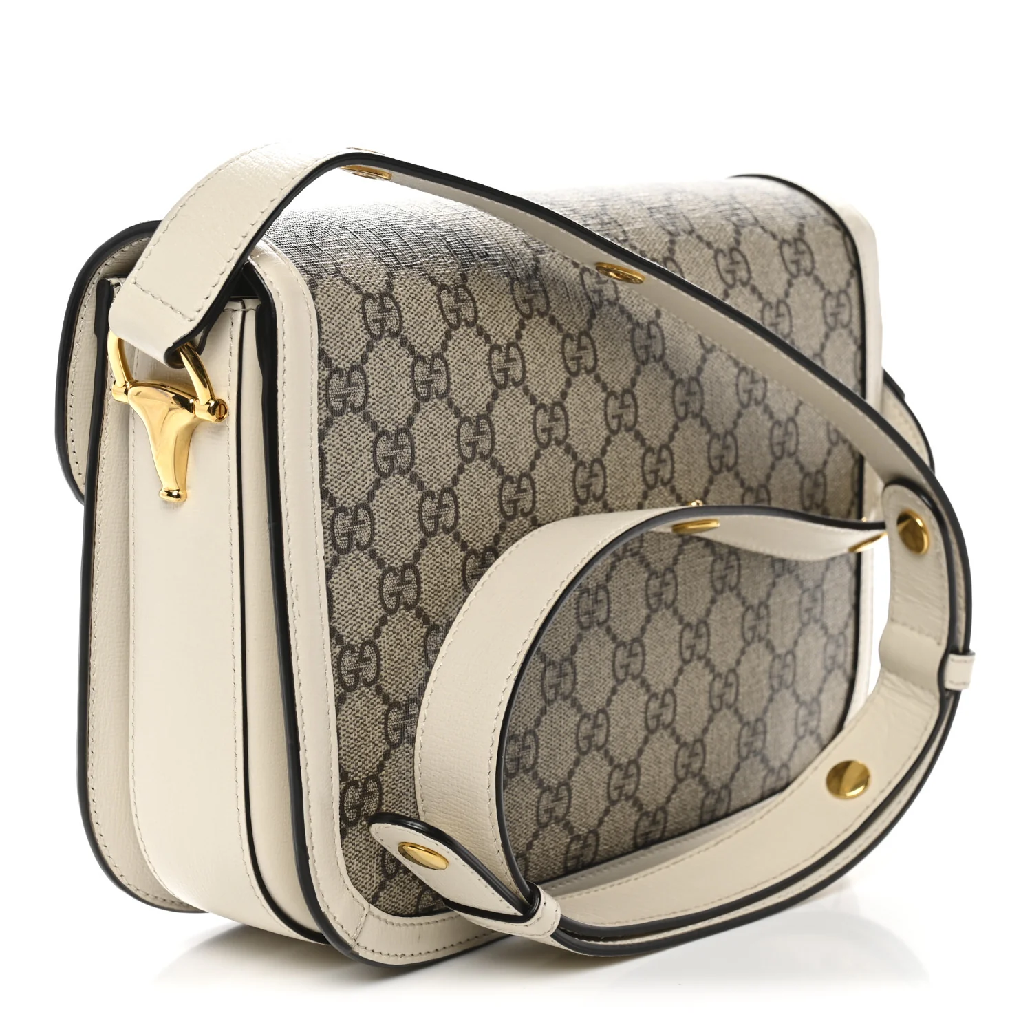 GG Supreme Monogram Horsebit 1955 Shoulder Bag Beige Mystic White - Top Club