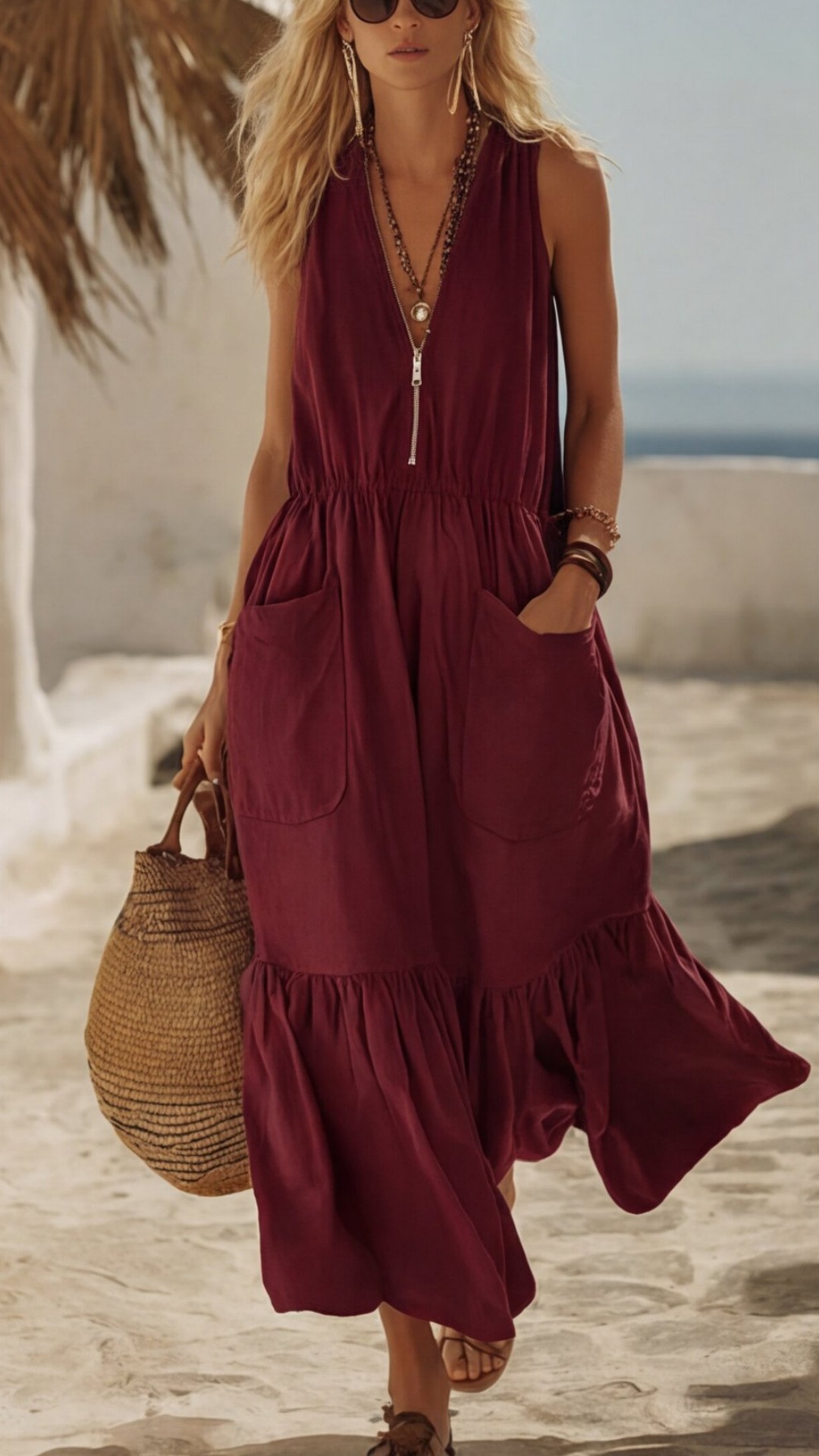 Women's Casual Retro V-Neck Dress with Pockets - Nordfashionstorm - Women's Clothing, Fashion for You - Nordfashionstorm.com