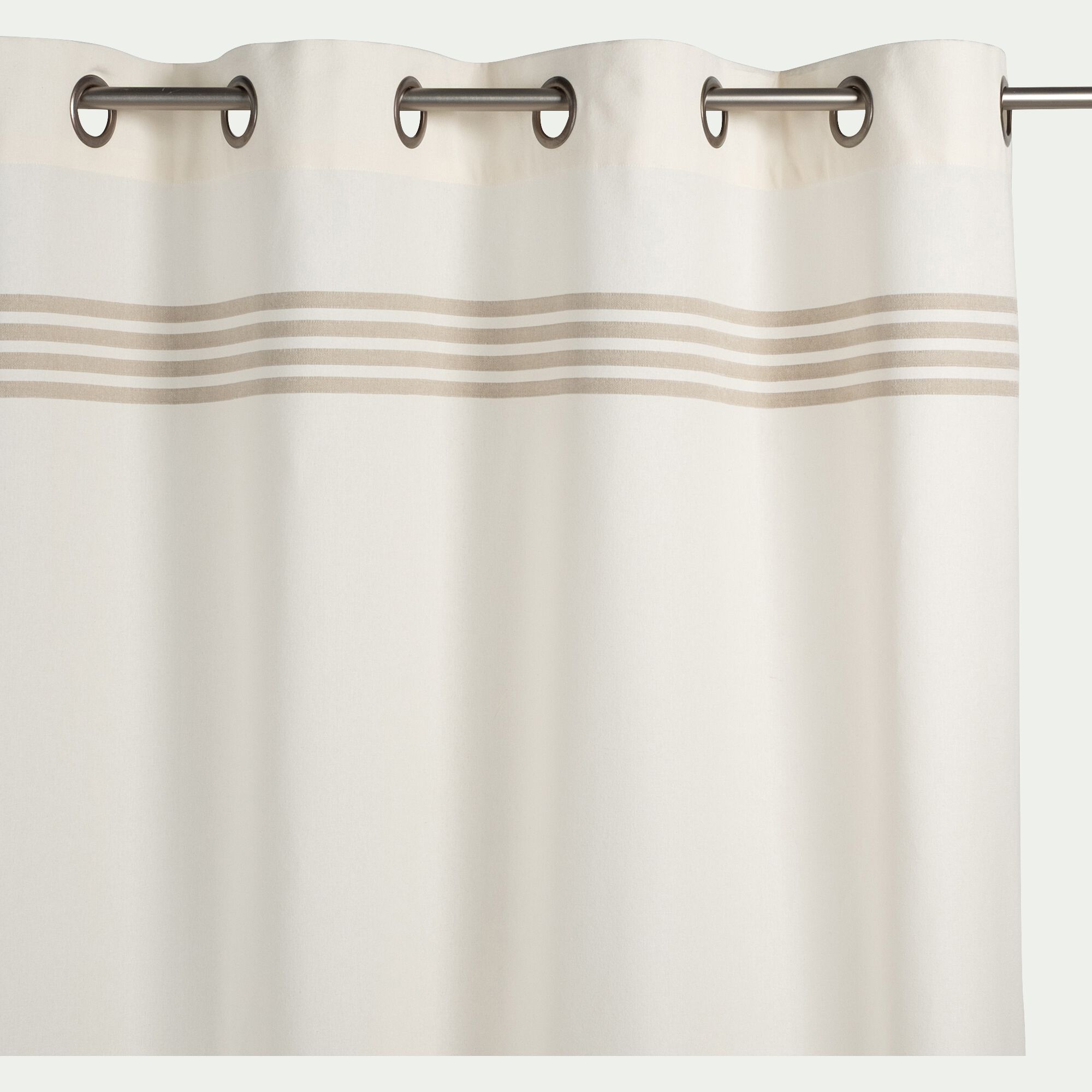 DINAN - Rideau à oeillets en coton à bande naturelle 140x250cm - beige