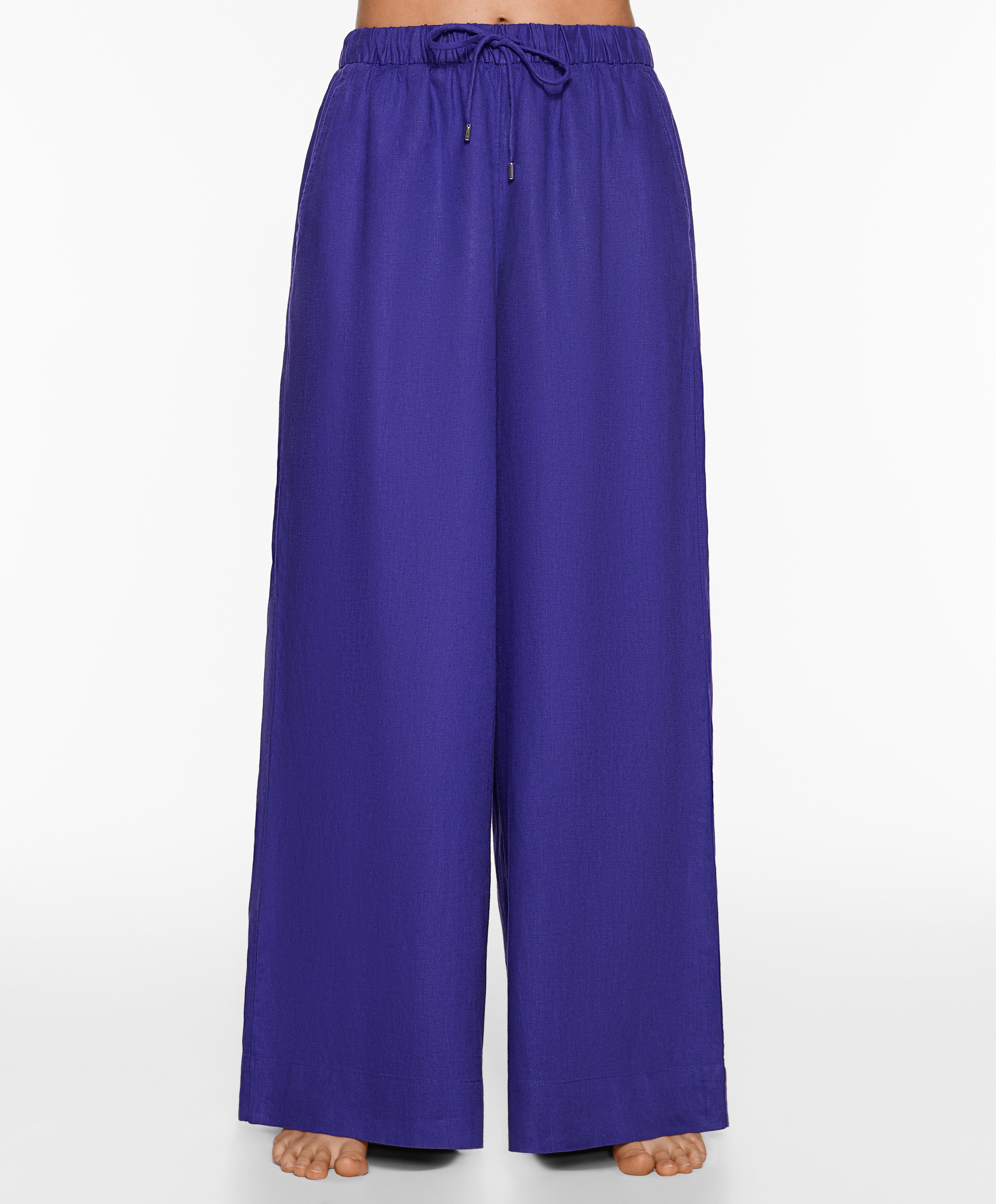 OYSHO 100% linen wide straight-leg trousers