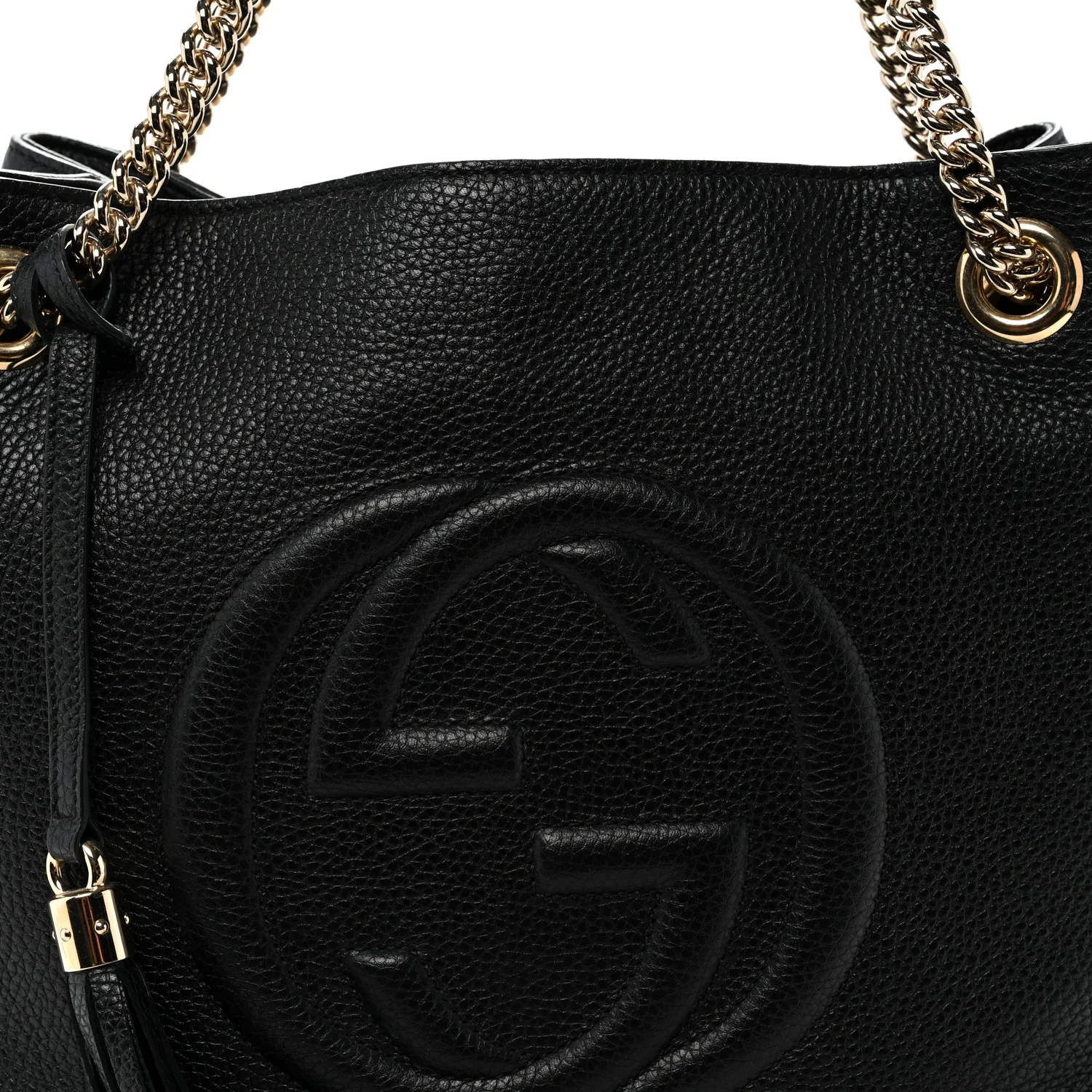 Pebbled Calfskin Medium Soho Chain Shoulder Bag Black - Top Club