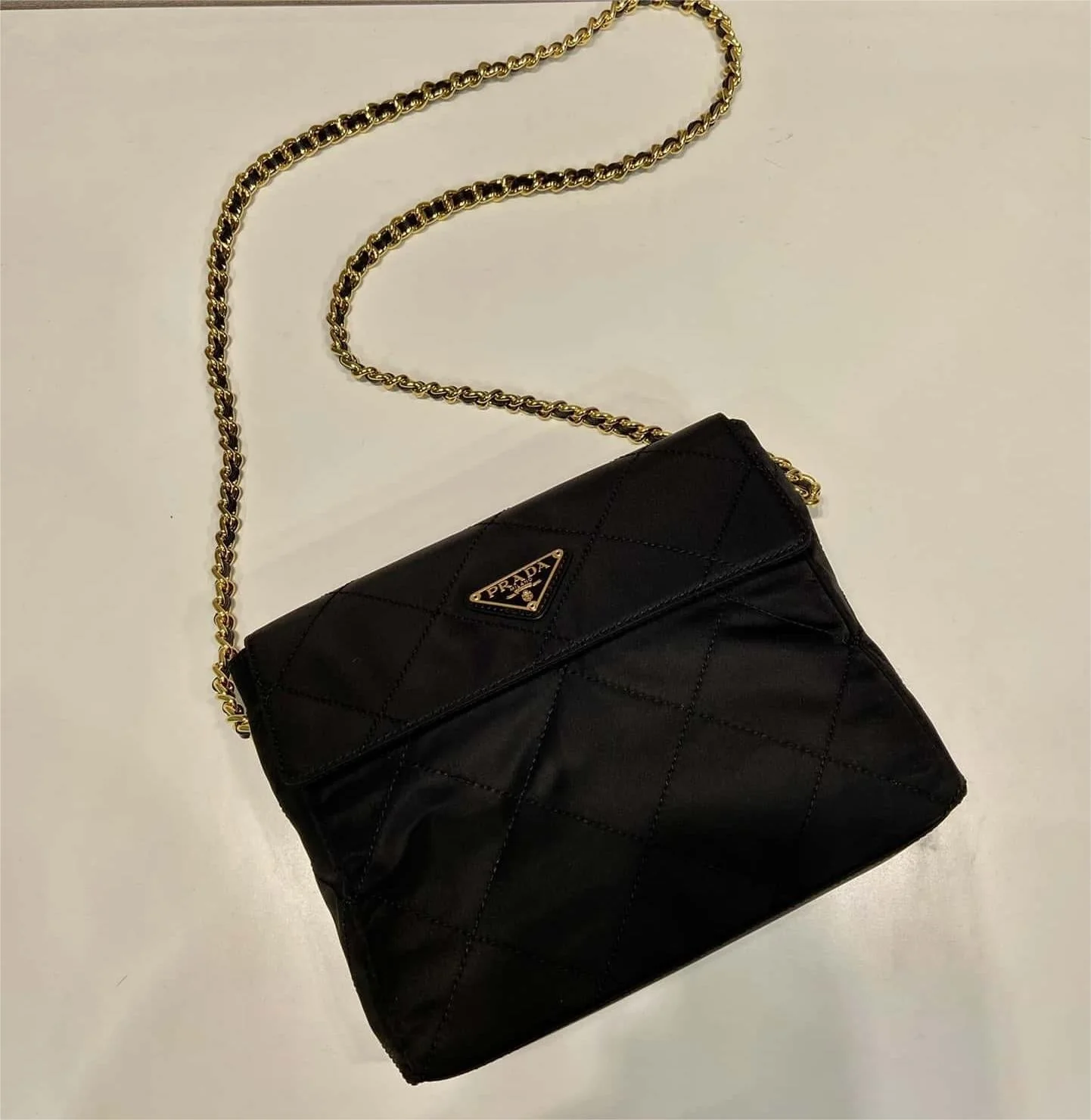 Prada Tessuto Flap Nylon Shoulder Bag With Chain Strap Kaialux 23x18x6cm - Top Club