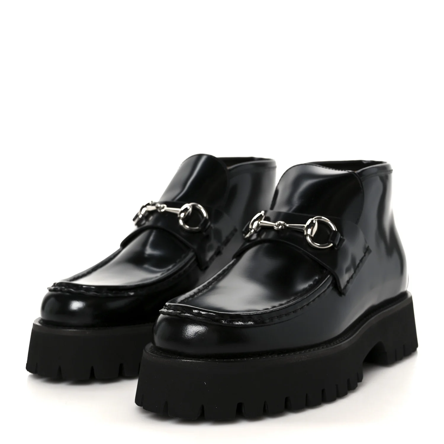 Cordovan Lux Womens Horsebit Platform Ankle Boots 38 Black - Top Club