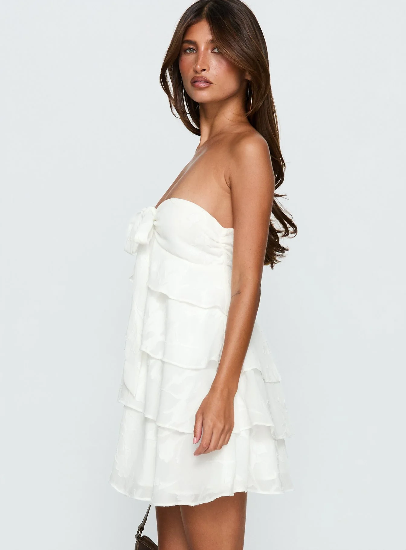 Kalari Strapless Layered Mini Dress White
