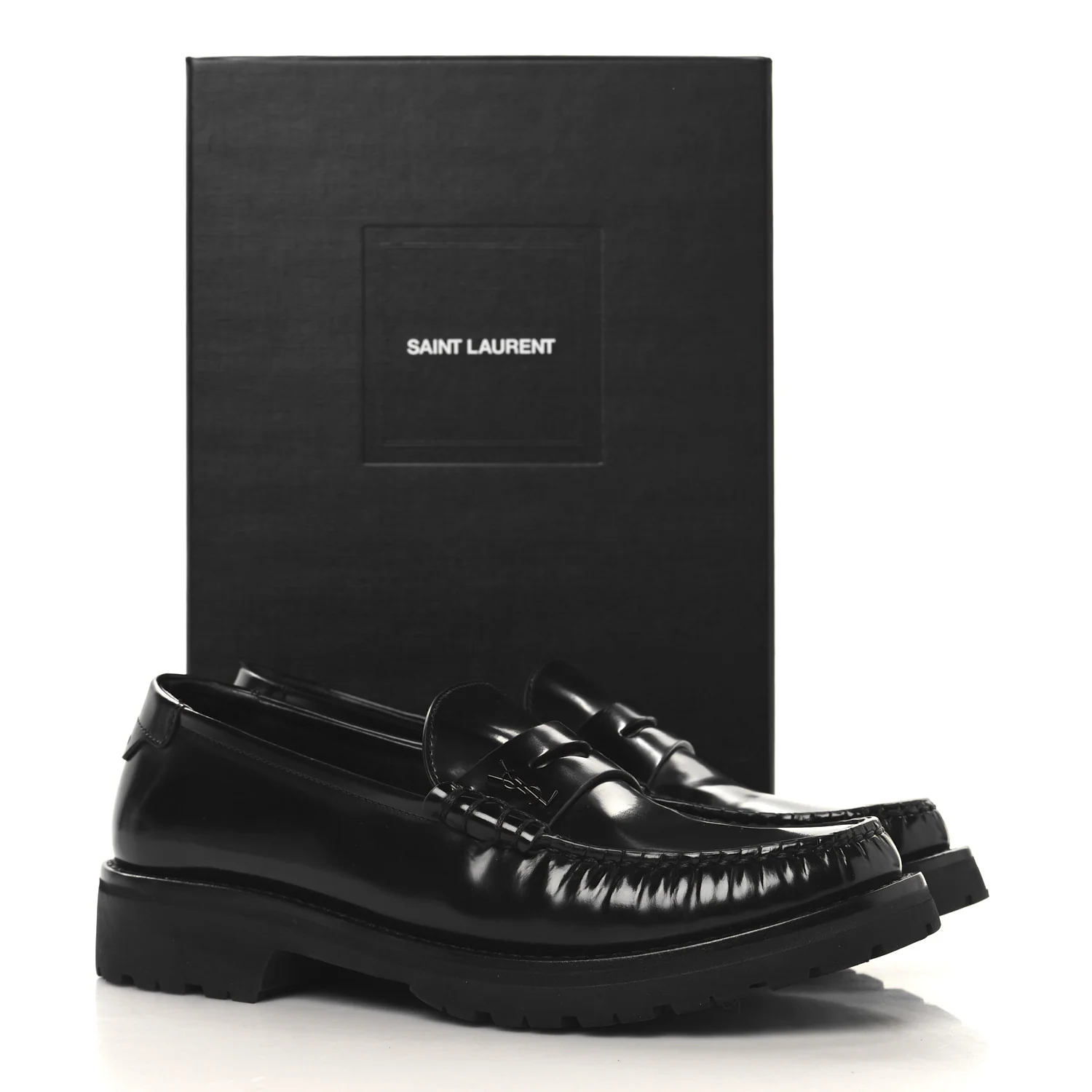 Glazed Calfskin Le Loafer 15 Penny Slippers 38.5 Black - Top Club