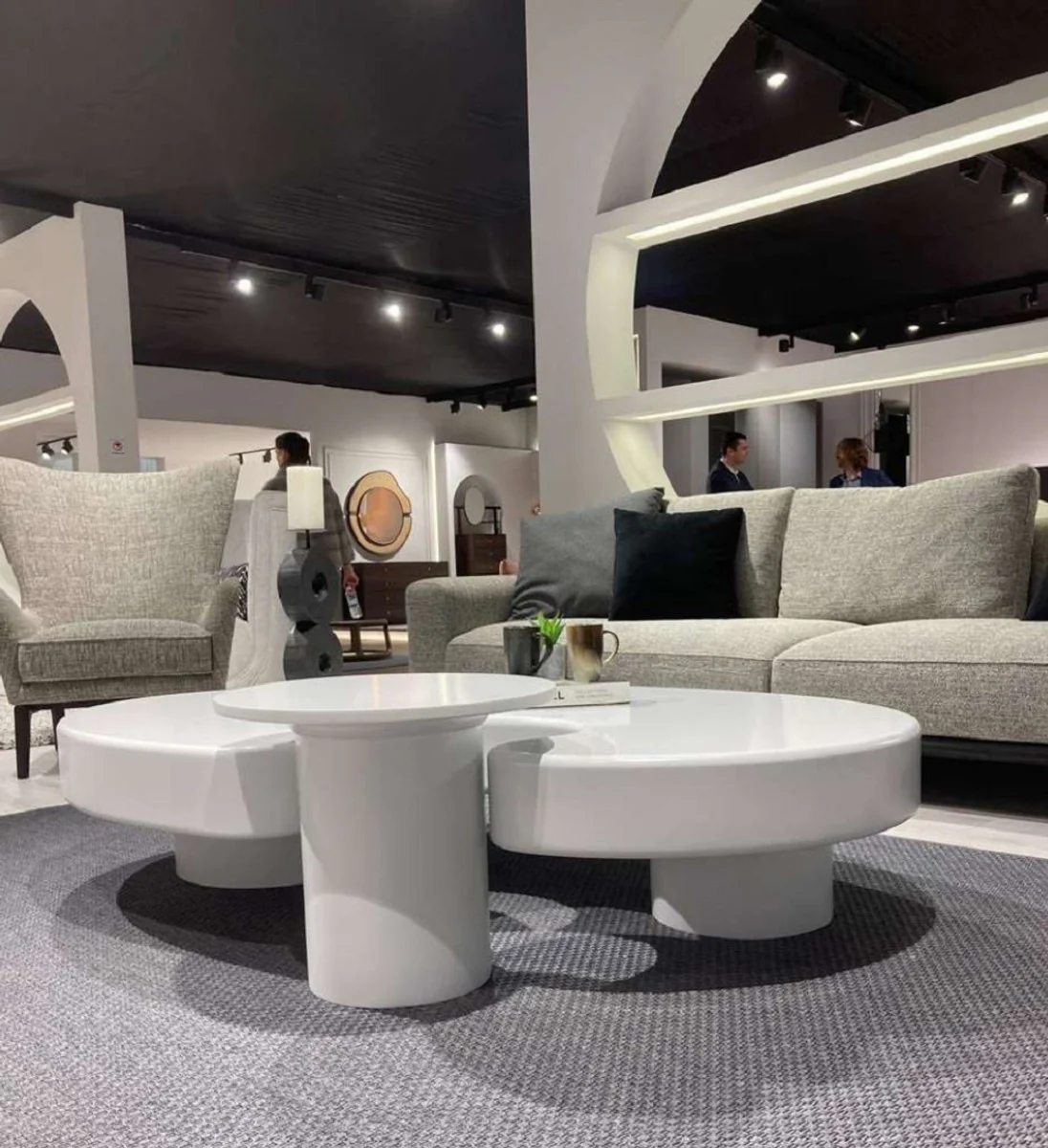 Luxury 4 seater sofa gray / black 320 x 100 x H. 74 cm - living room sofa - hotel sofa - living room furniture - hotel furniture - luxury furniture - luxury furnishings - living room furnishings
