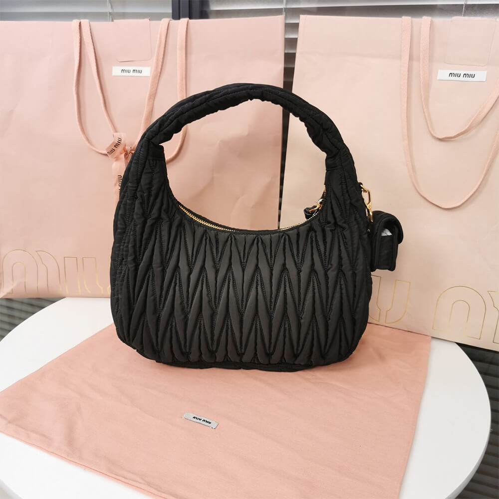 Miu Wander matelasse regenerated nylon hobo bag - Top Club