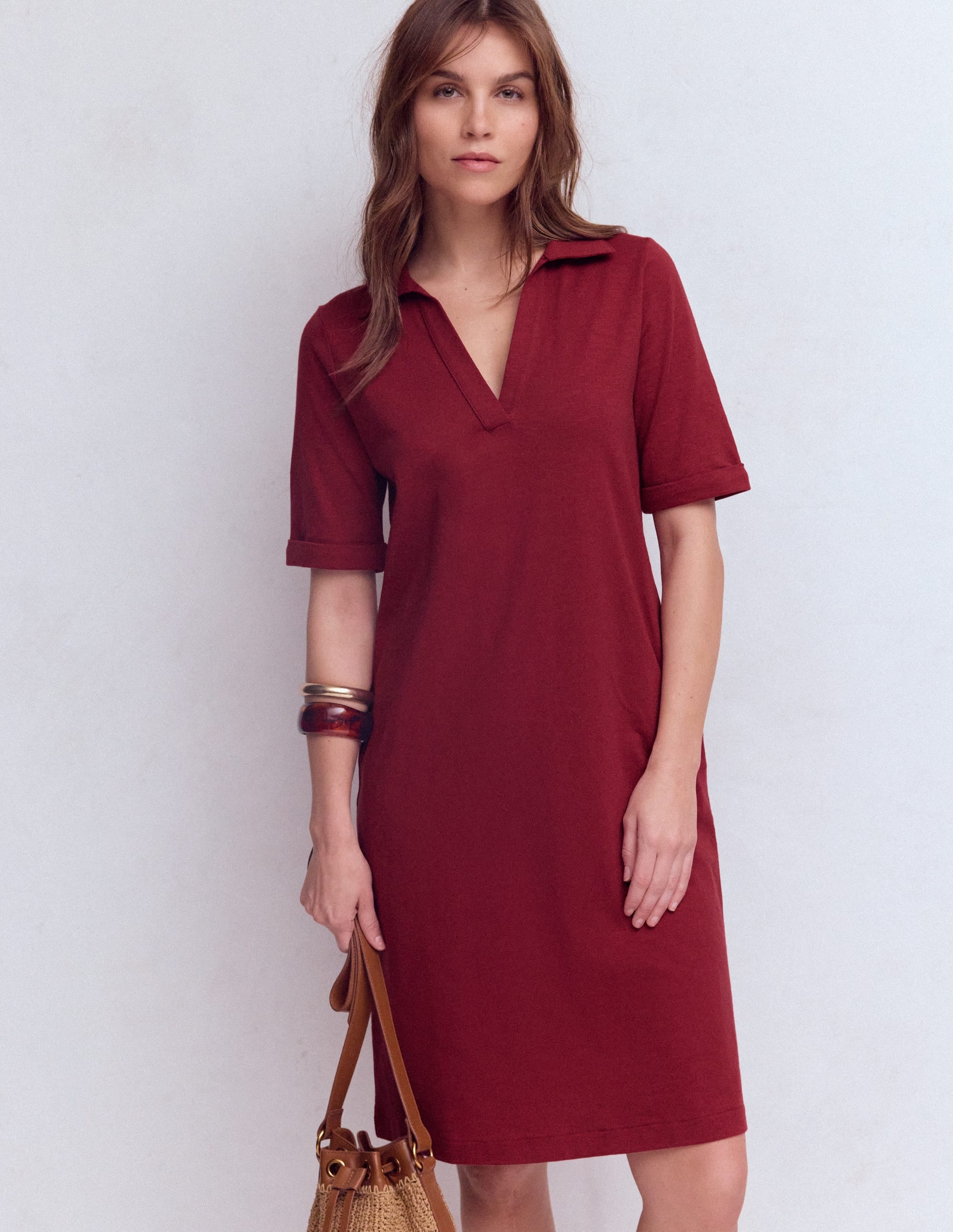 Tilda T-Shirt-Kleid aus Jersey-Sattes Kastanienbraun