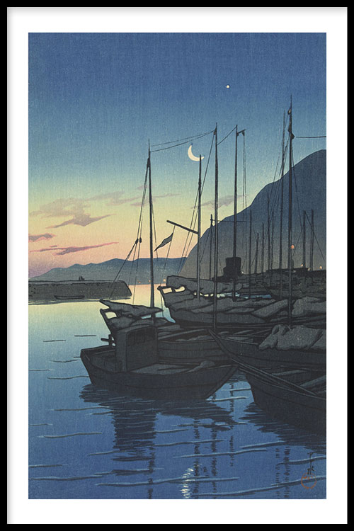 Walljar poster ingelijst - Kawase Hasui - Morning in Beppu Poster ingelijst - 70 x 100 cm