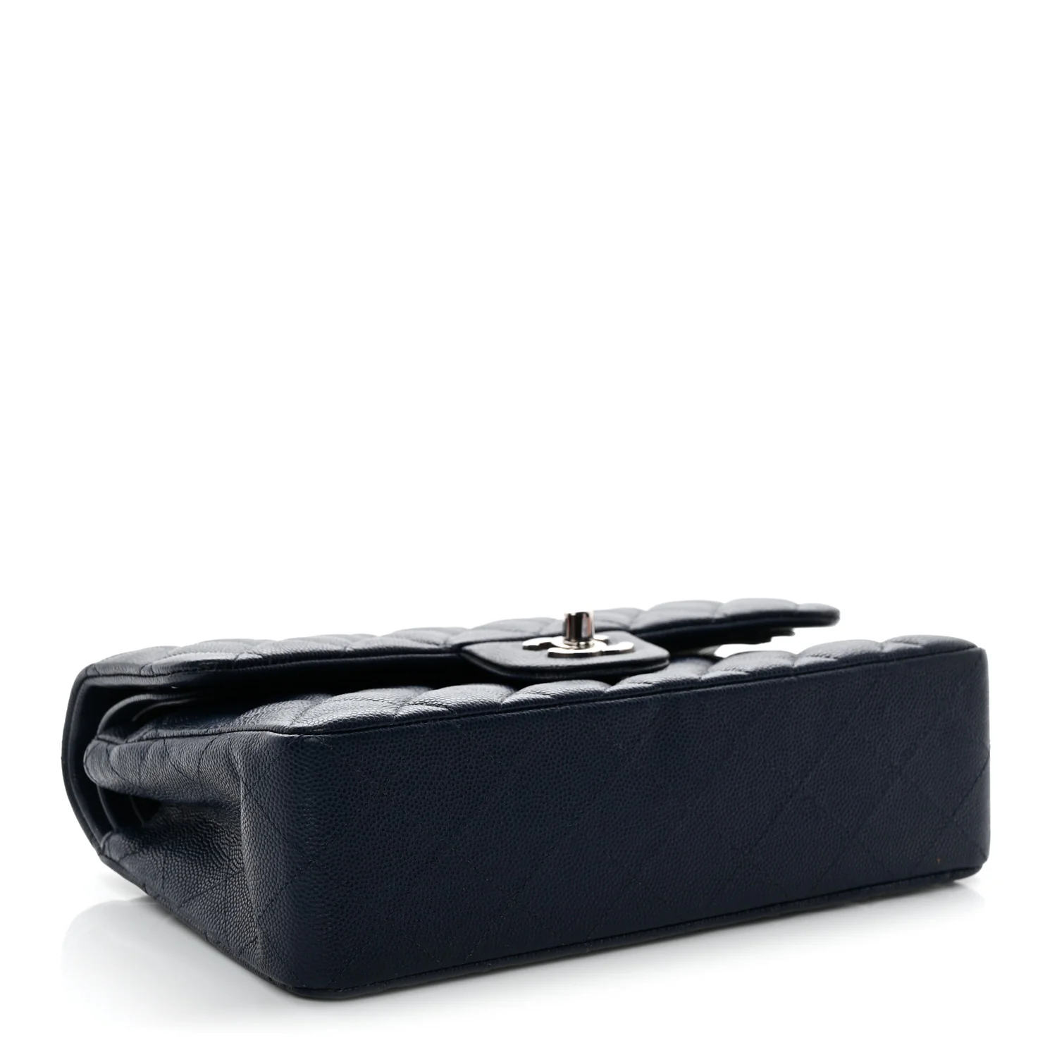 Caviar Quilted Small Double Flap Blue - Top Club