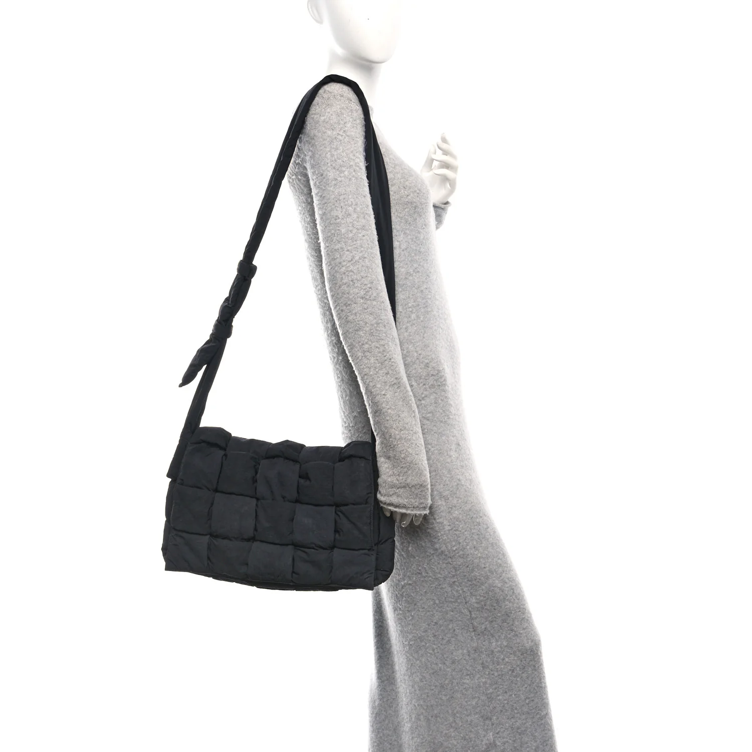 Nylon Intrecciato Padded Tech Maxi Cassette Bag Black