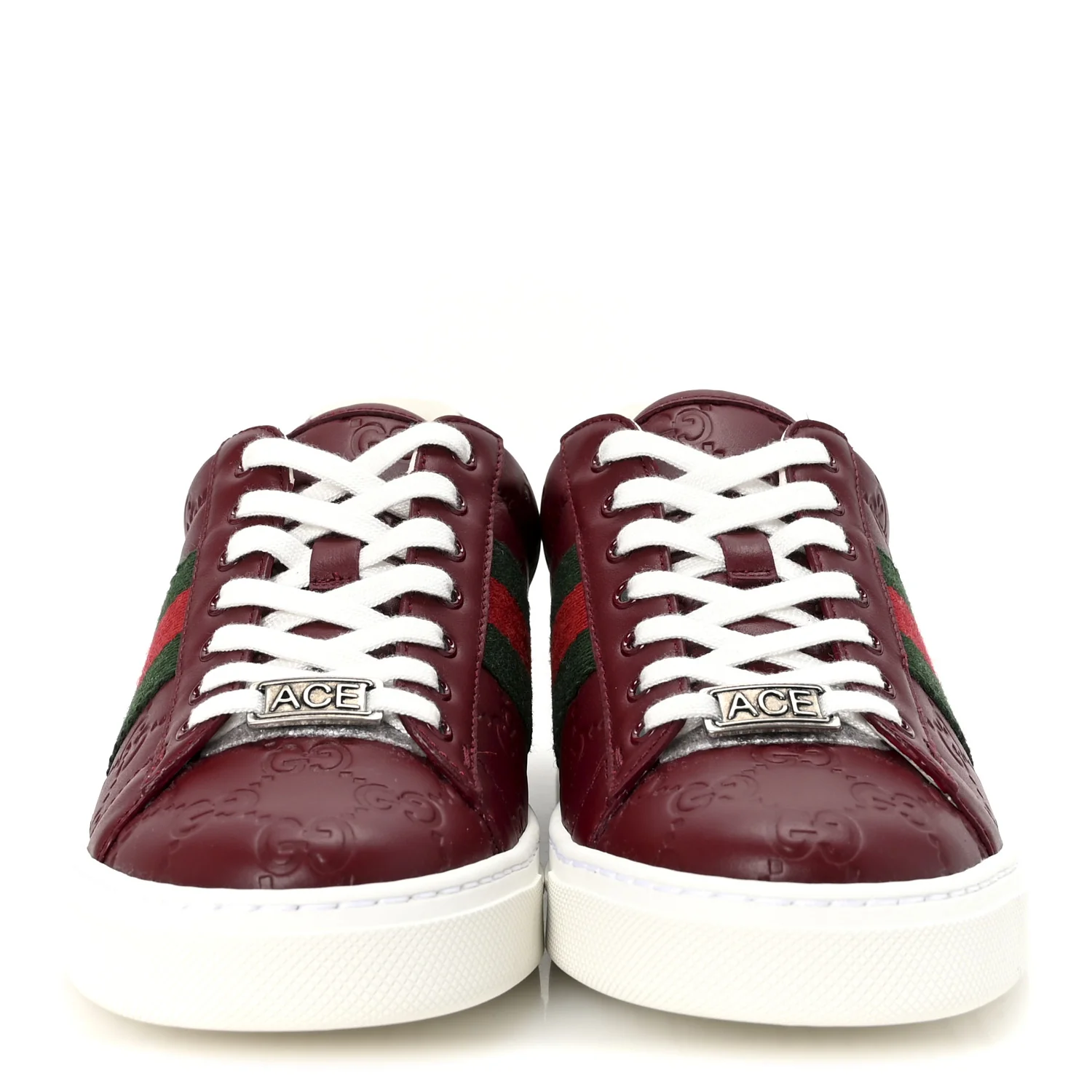 Calfskin GG Embossed Web Mens Ace Sneakers  36.5 Ancora Red - Top Club