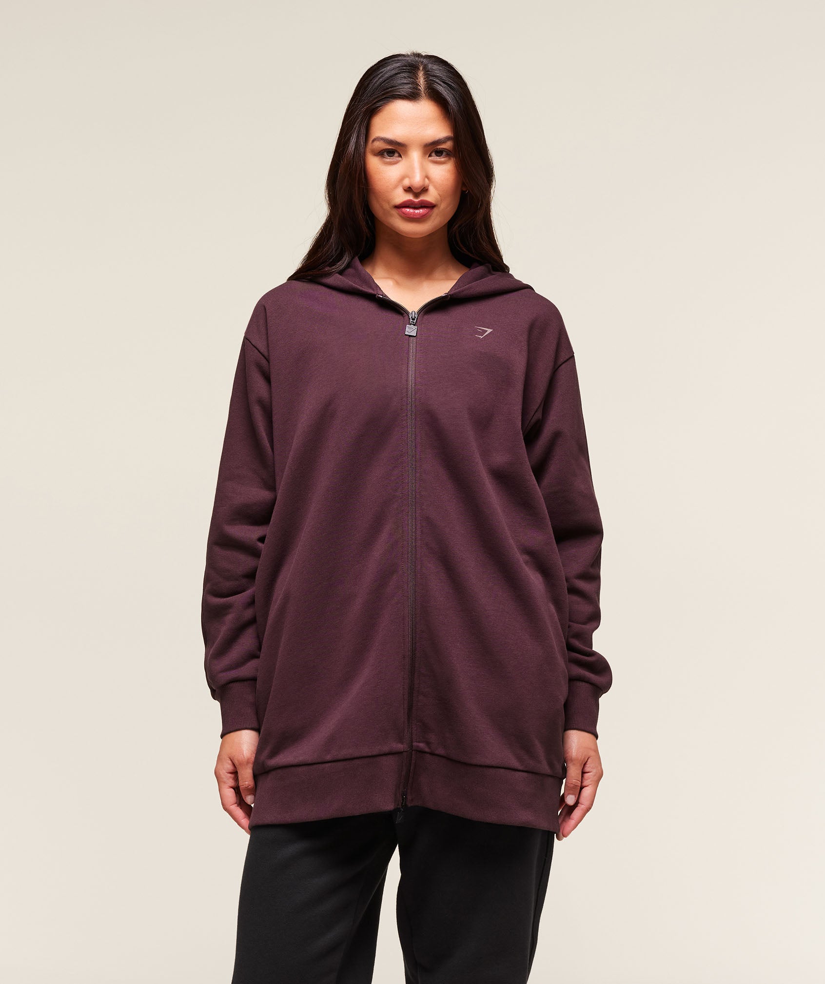 COACH Covered Longline Zip Up Hoodie