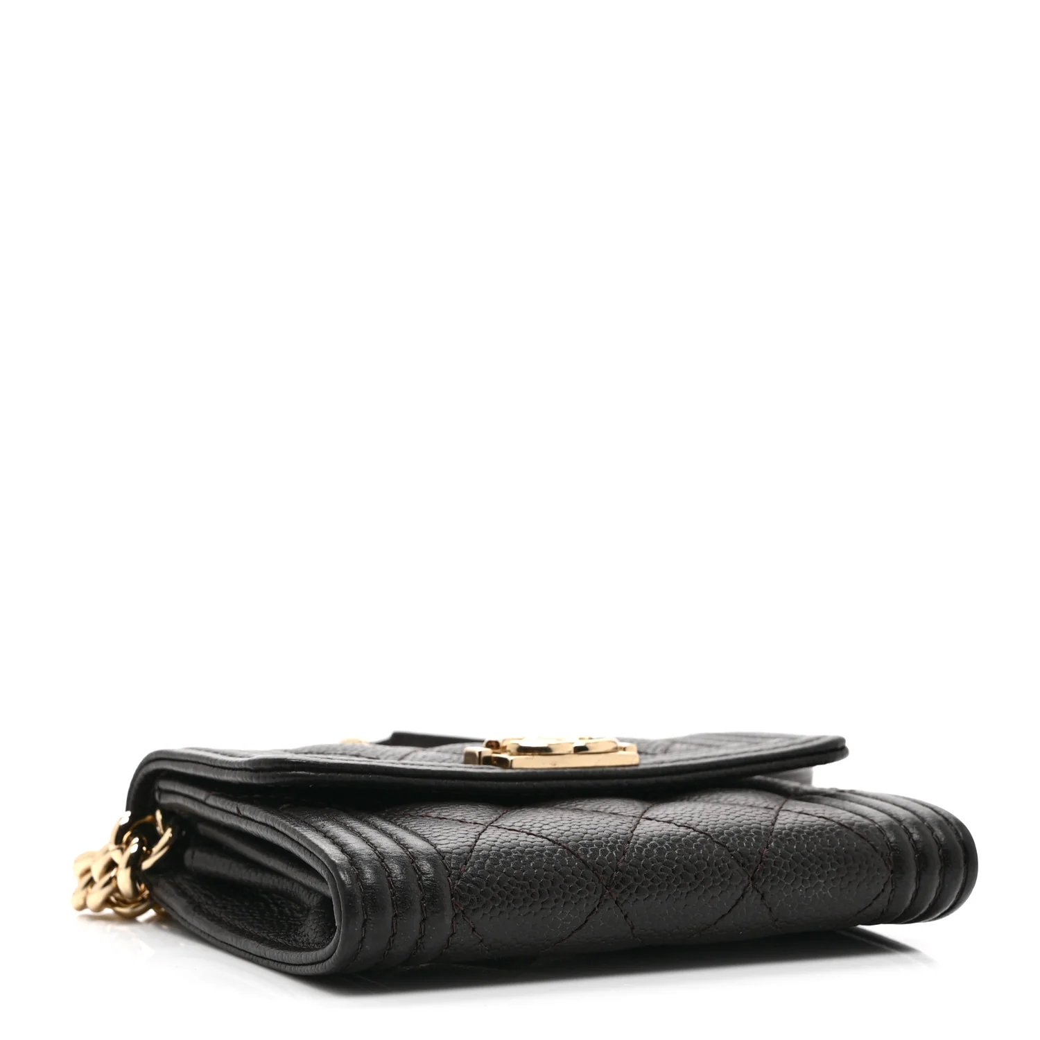 Caviar Quilted Boy Card Holder On Chain Black - Top Club