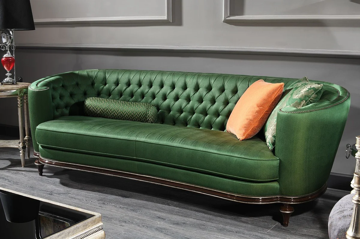 Luxury Baroque Living Room Set Purple / Green / Silver - 2 Sofas & 2 Armchairs & 1 Coffee Table - Handmade Living Room Furniture in Baroque Style - Noble & Magnificent