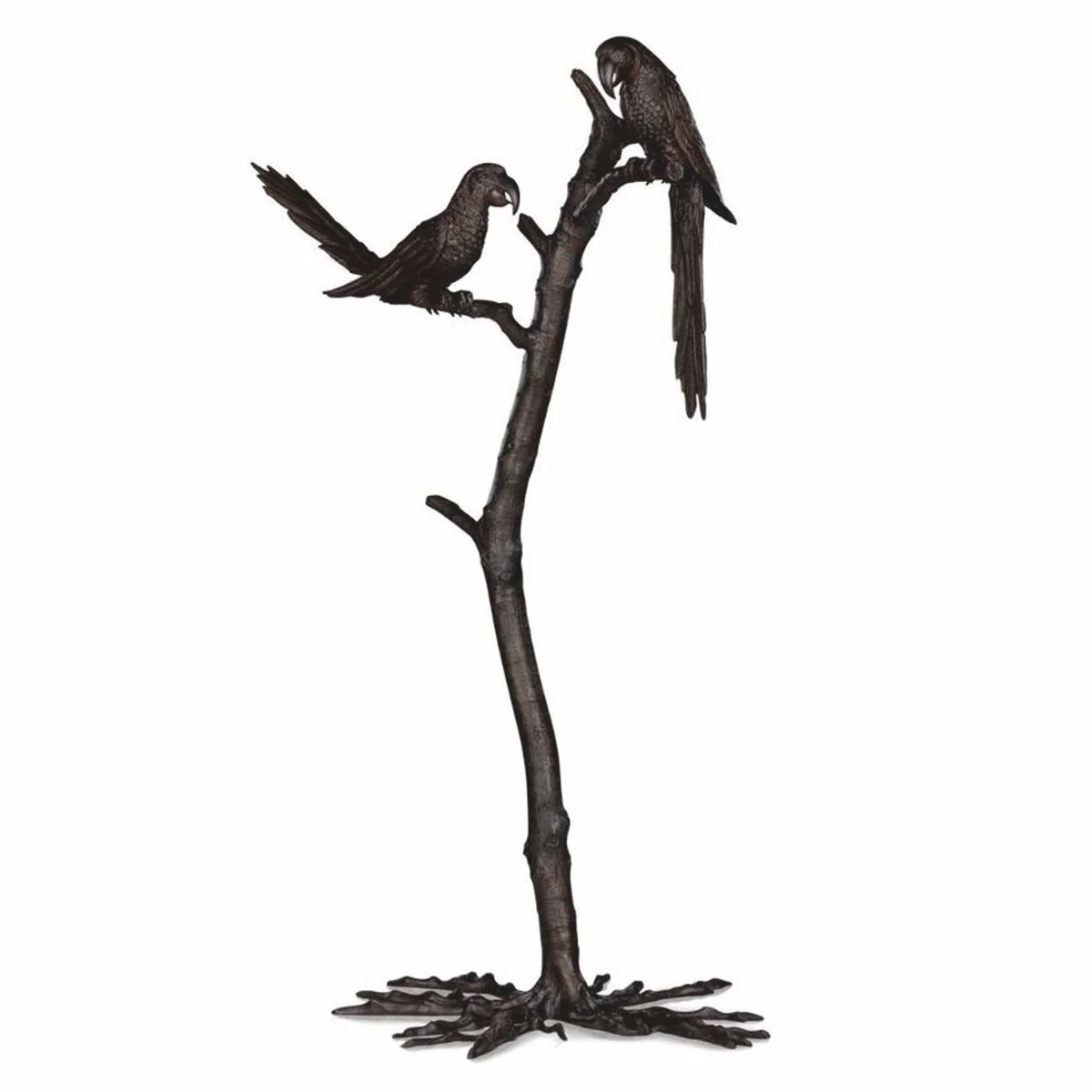 Luxury decorative bronze sculpture parrots on branch H. 150 cm - decorative figure