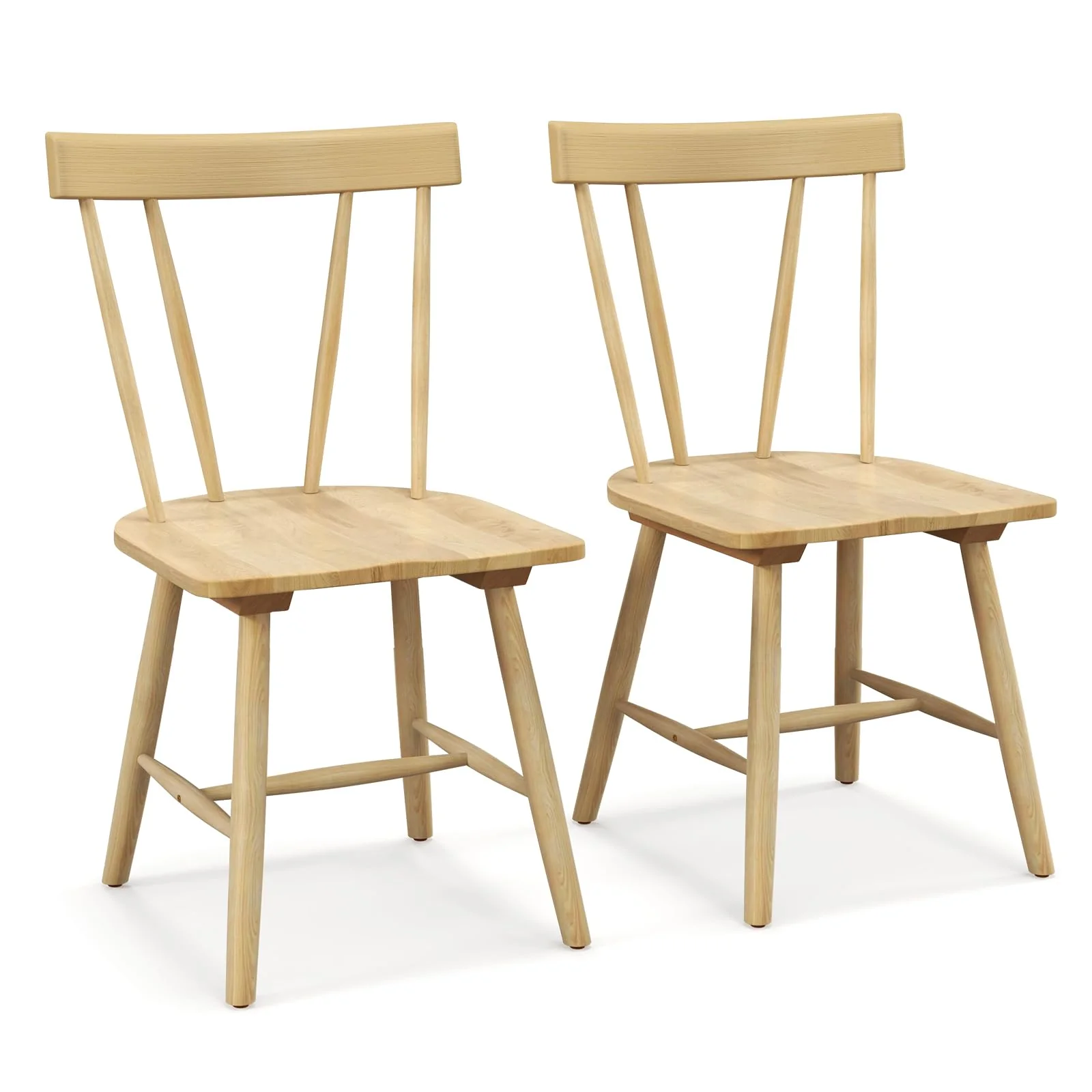 BEFOUNDLOVELY Set of 2/4 Windsor Chairs, Rubber Wood Dining Chairs with Spindle Back