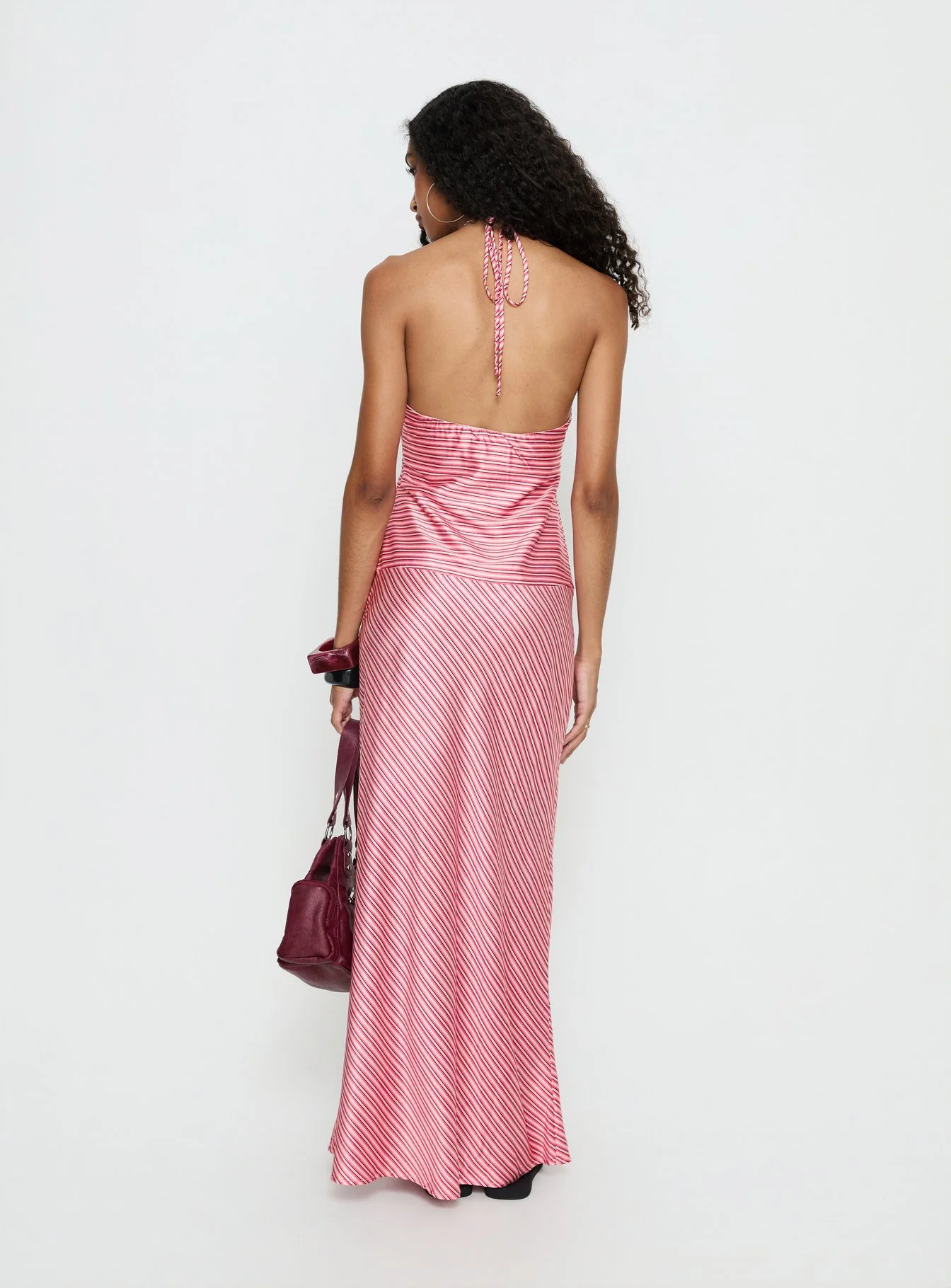 Bellamissimo Halter Maxi Dress Pink Stripe