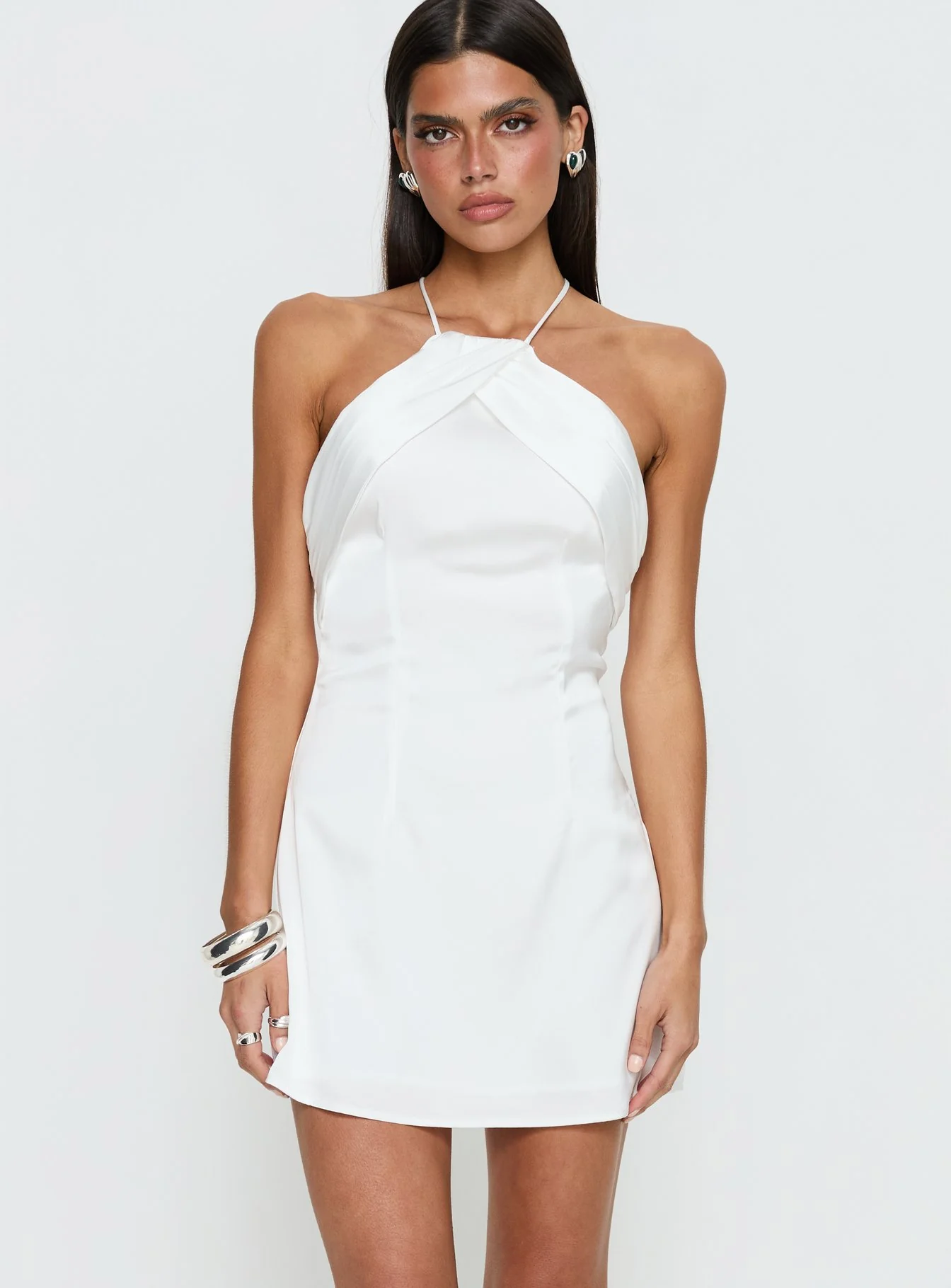 Amberlee Ruched Mini Dress White