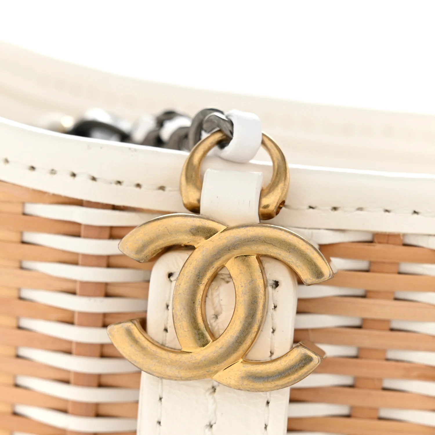 Rattan Calfskin Small Gabrielle Hobo Beige Ivory - Top Club