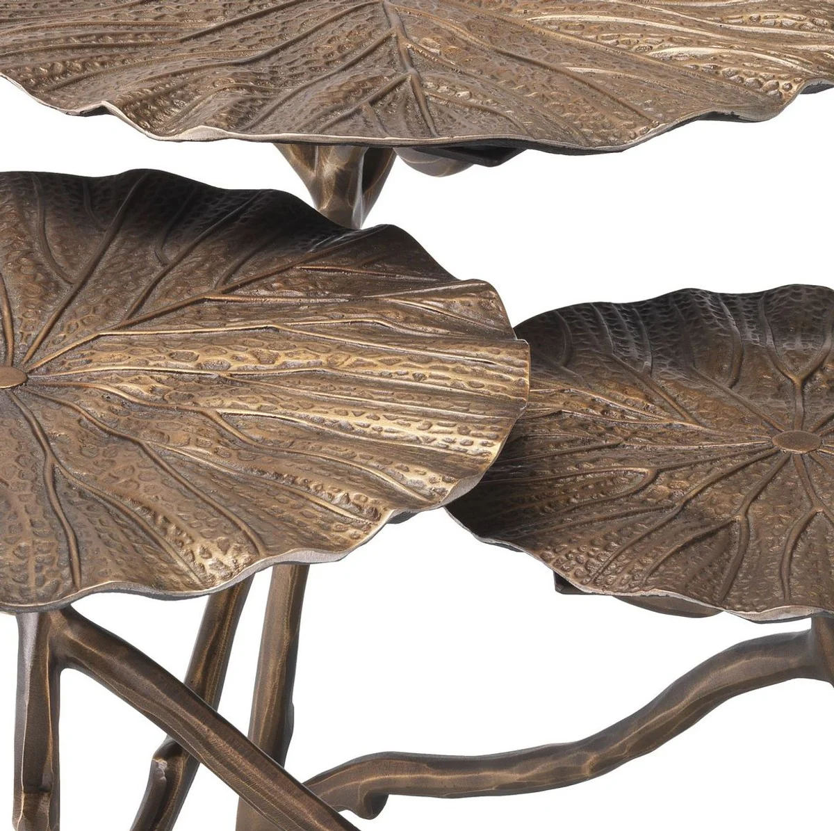 Designer side table antique brass 76 x 62 x H. 47 cm - aluminum table with 3 tabletops - luxury living room furniture