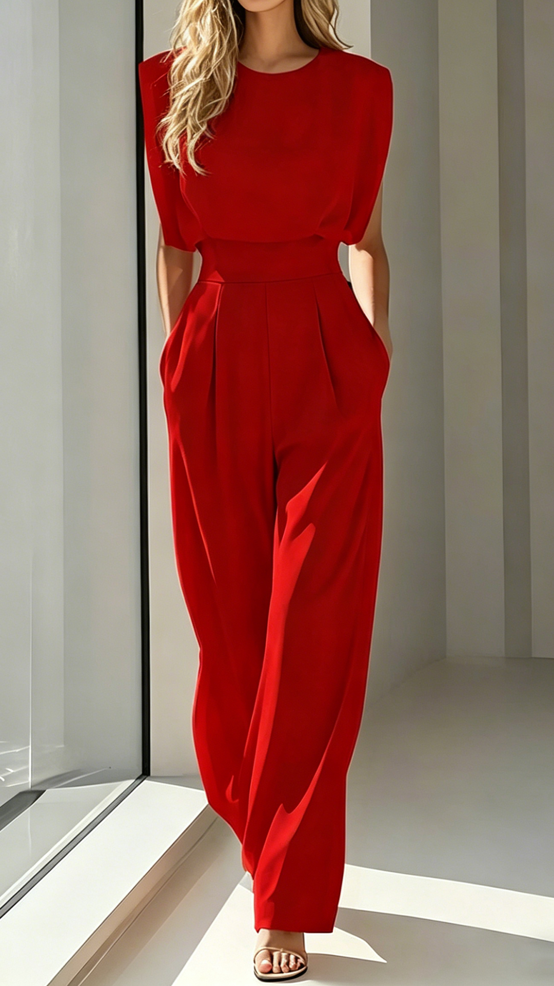 Women's Cotton-Blend Waisted Jumpsuit - Nordfashionstorm - Women's Clothing, Fashion for You - Nordfashionstorm.com