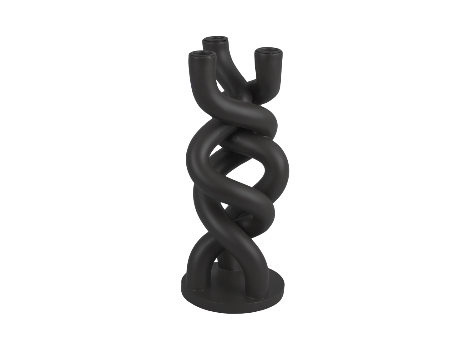 Candle holder Twisted ceramic black