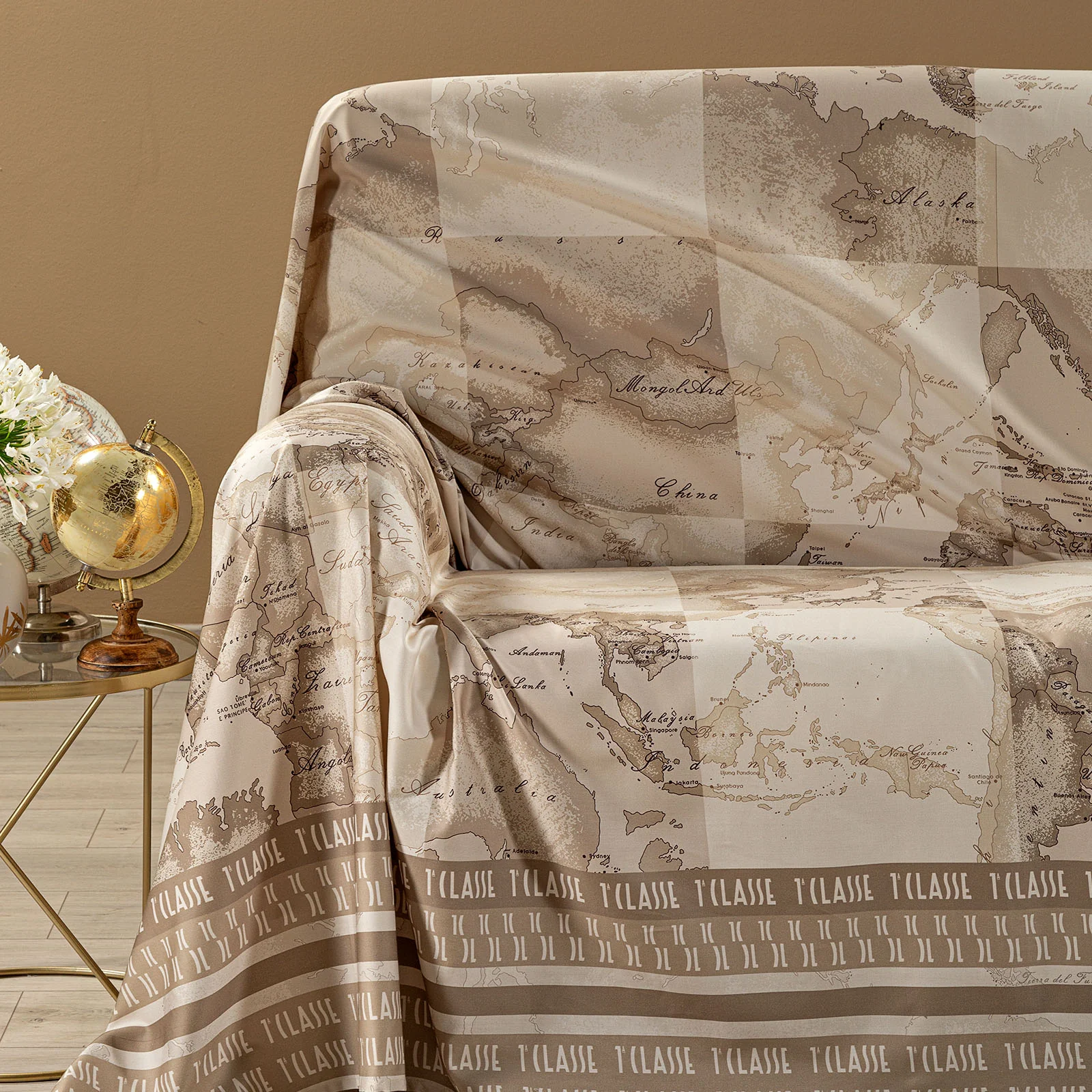 Telo Arredo Copridivano Grandecor In Raso Di Cotone Safari Patch Matrimoniale Unica Alviero Martini 1A Classe