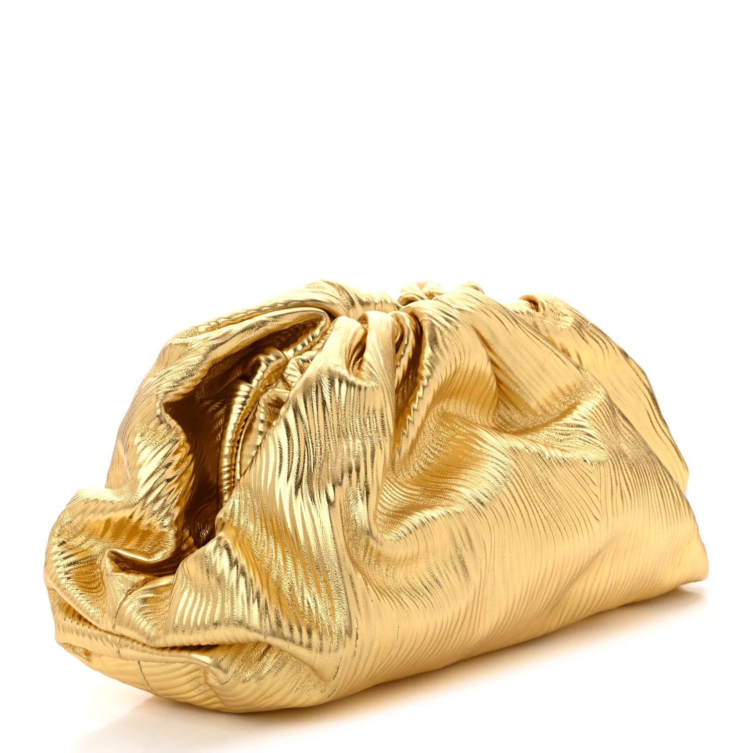 Metallic Bark Calfskin Embossed The Pouch Oversized Clutch Oro - Top Club