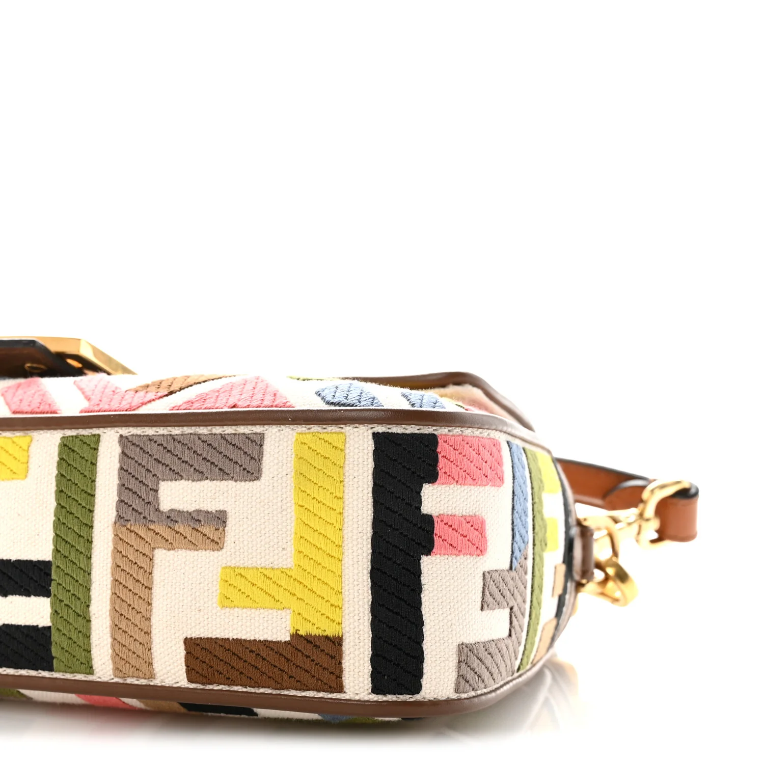 Canvas Ricamo Vitello King FF Multicolor Embroidered Baguette Grezzo Multicolor Gianduia - Top Club
