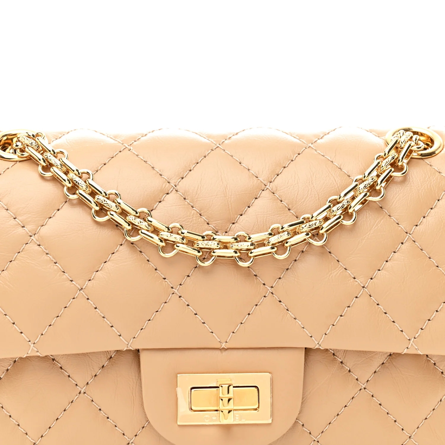 Aged Calfskin Quilted 2.55 Reissue Mini Flap Beige - Top Club
