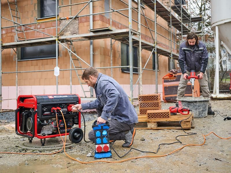 Einhell Generatore di corrente (benzina) TC-PG 8000 (potenza di picco 8.000W, potenza continua max. 7000 W, serbatoio 25 l, motore 4 tempi, 2 prese 230 V, 1 presa 400 V, sicurezza mancanza di olio)
