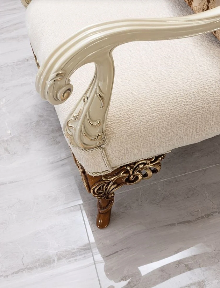Luxury Baroque Living Room Set Beige / Gray / Brown / Gold - 2 Sofas & 2 Armchairs & 1 Coffee Table - Handmade Living Room Furniture in Baroque Style - Noble & Magnificent