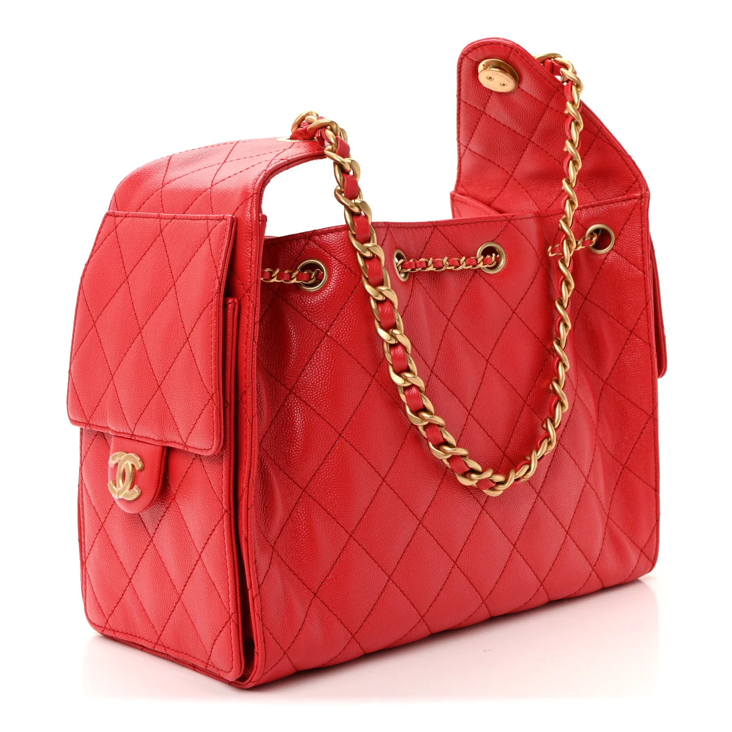 Caviar Quilted Small Chanel 25 Handbag Dark Red - Top Club