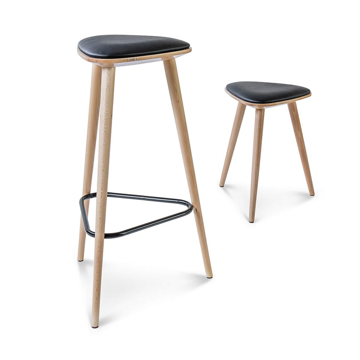 Houten barkruk Finn whitewash met zitkussen - 78 cm