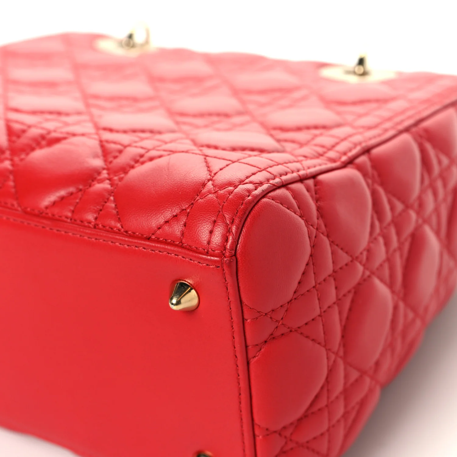 Lambskin Cannage Medium Lady Dior Red - Top Club