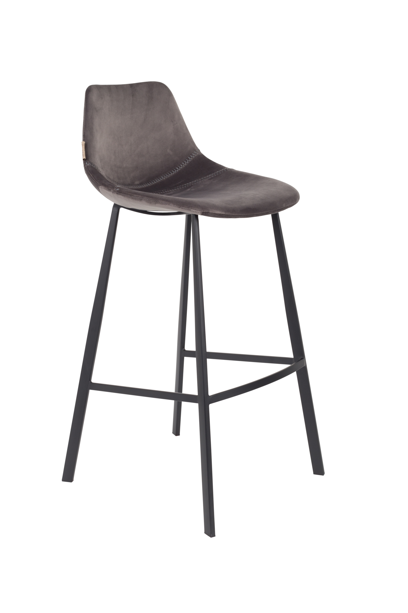 Barkruk Franky velvet (zithoogte 80 cm) grijs