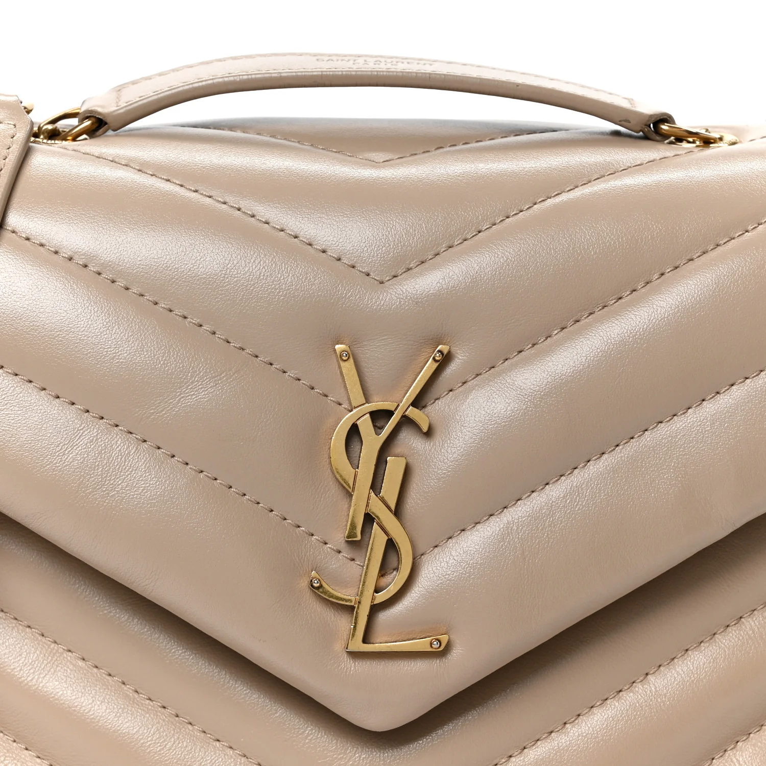 Calfskin Y Quilted Monogram Small Loulou Chain Satchel Dark Beige - Top Club