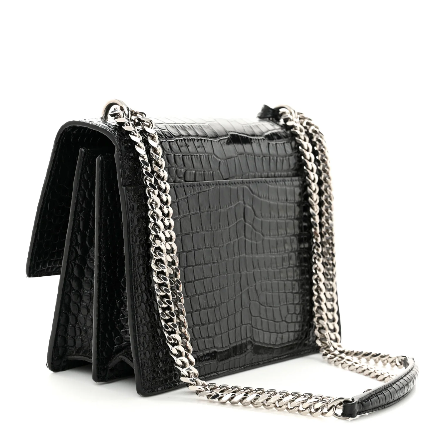 Calfskin Crocodile Embossed Medium Monogram Sunset Black - Top Club