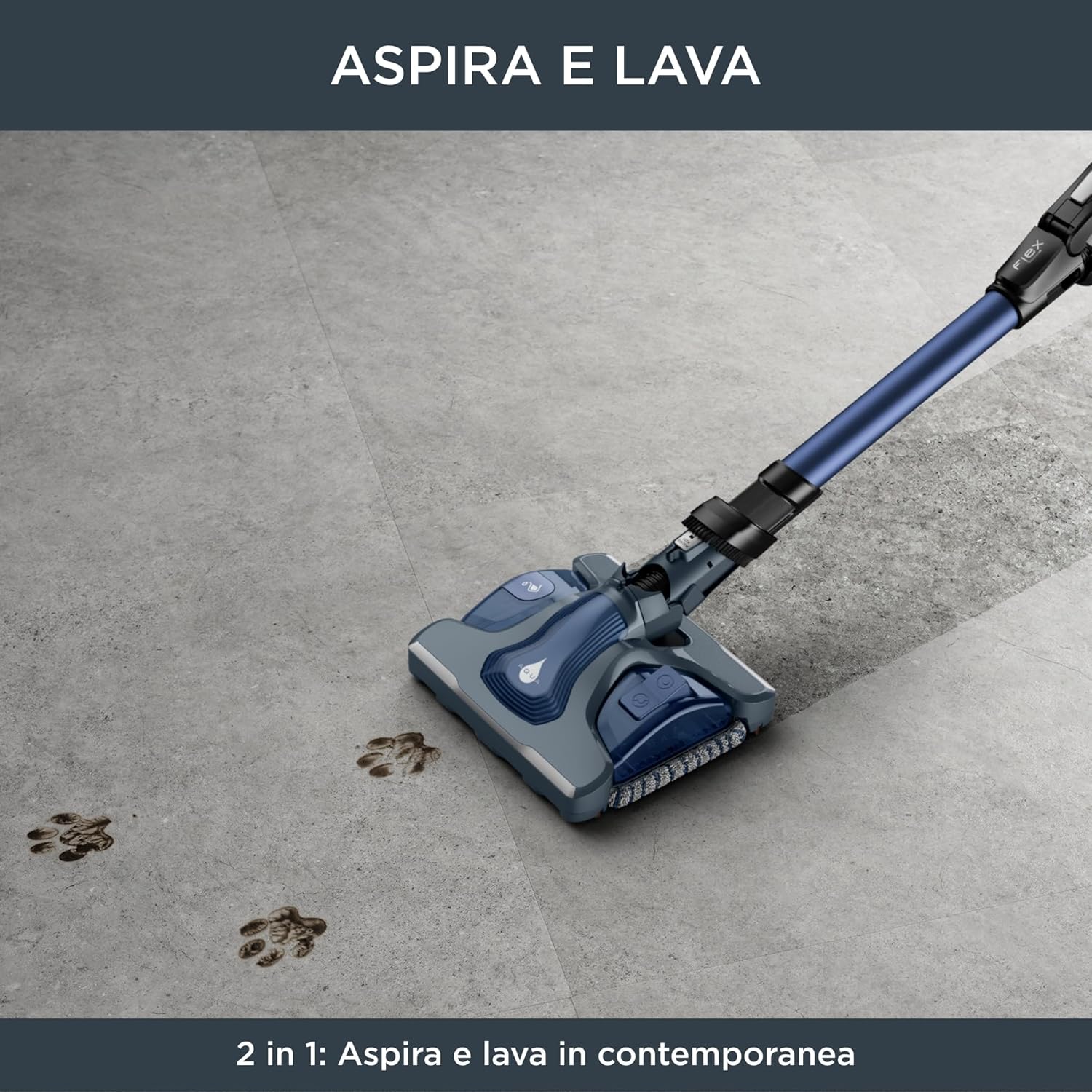 Rowenta X-FORCE 14.60 Aqua Aspirapolvere Senza Fili Potente, Aspira e Lavapavimenti, Scopa Elettrica Senza Fili Multisuperficie, Tecnologia Flex, 4 Modalità, Autonomia 1 Ora e 10Min, Luce LED, RH99C0