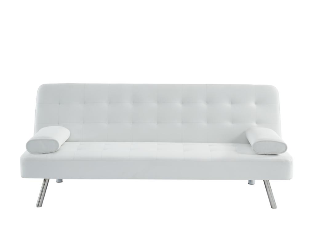 Sofá cama de piel sintética blanco