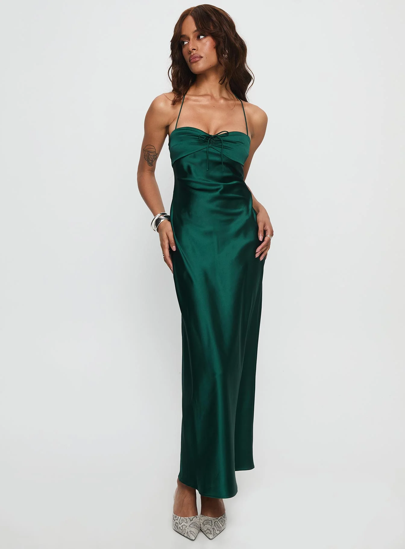 Fireproof Halter Maxi Dress Forest Green