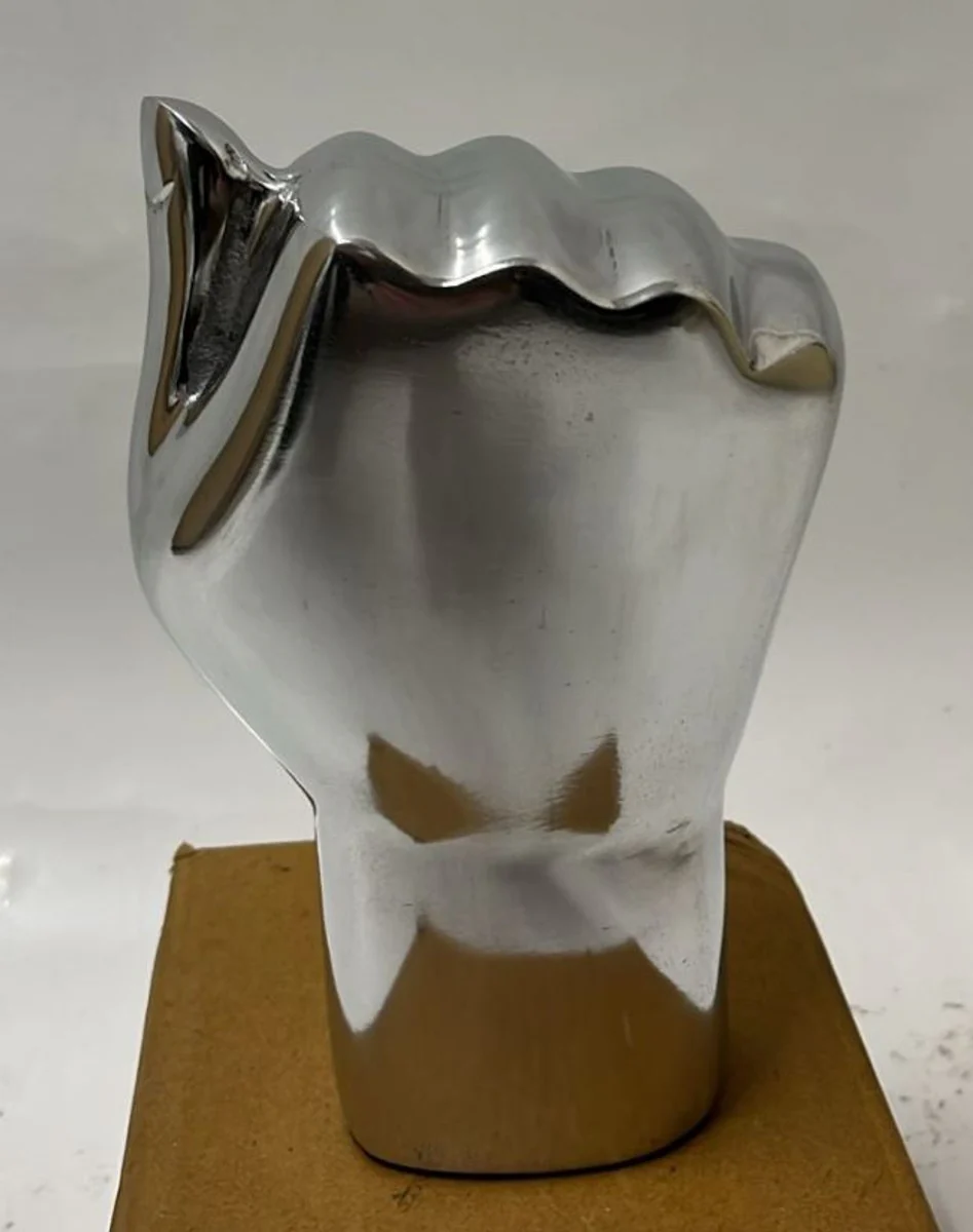 Aluminum decorative fist silver H. 17.5 cm - desk decoration