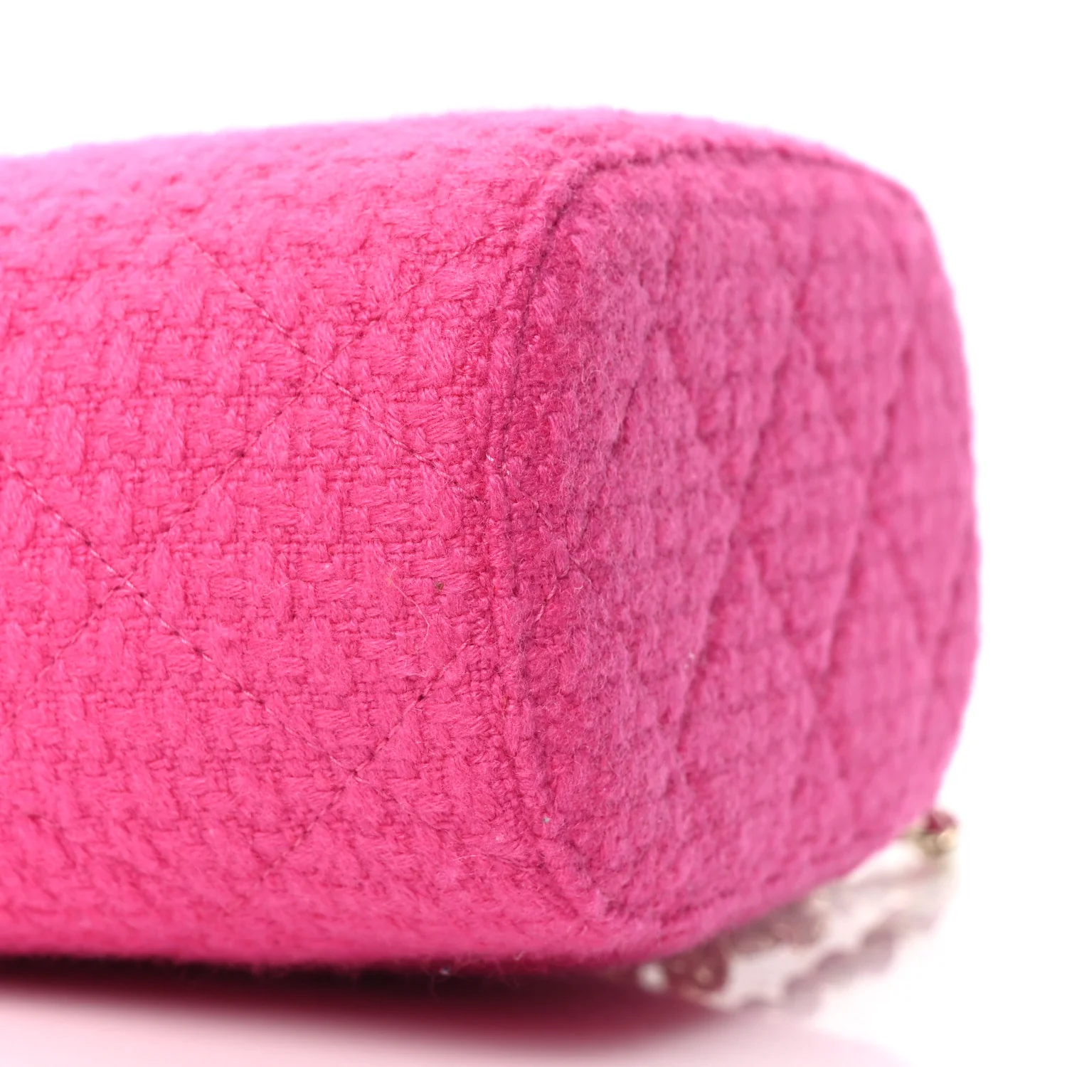 Tweed Quilted Small Vanity Case Fuchsia - Top Club
