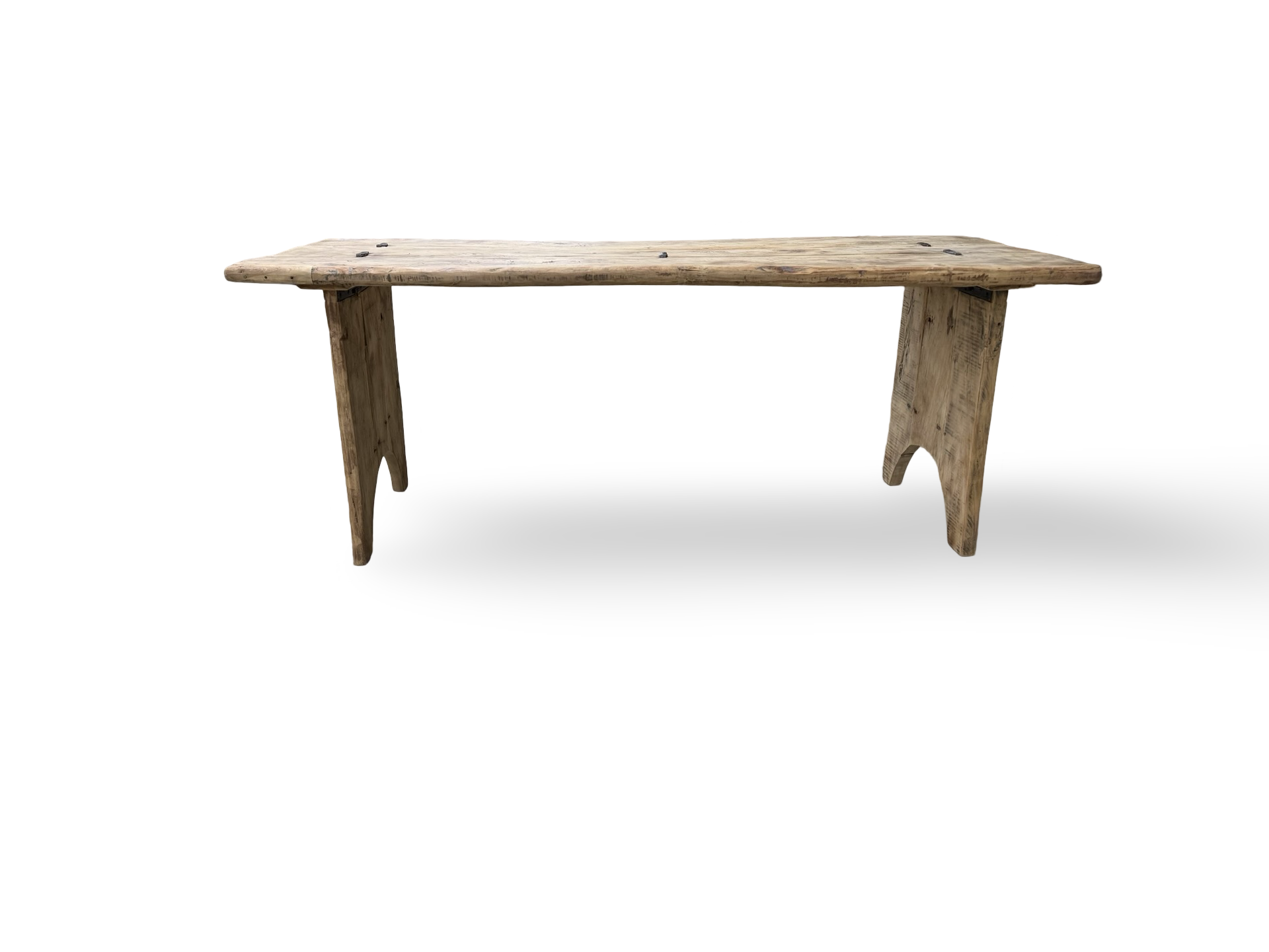 Eettafel uniek India houten blad met ijzeren nagels