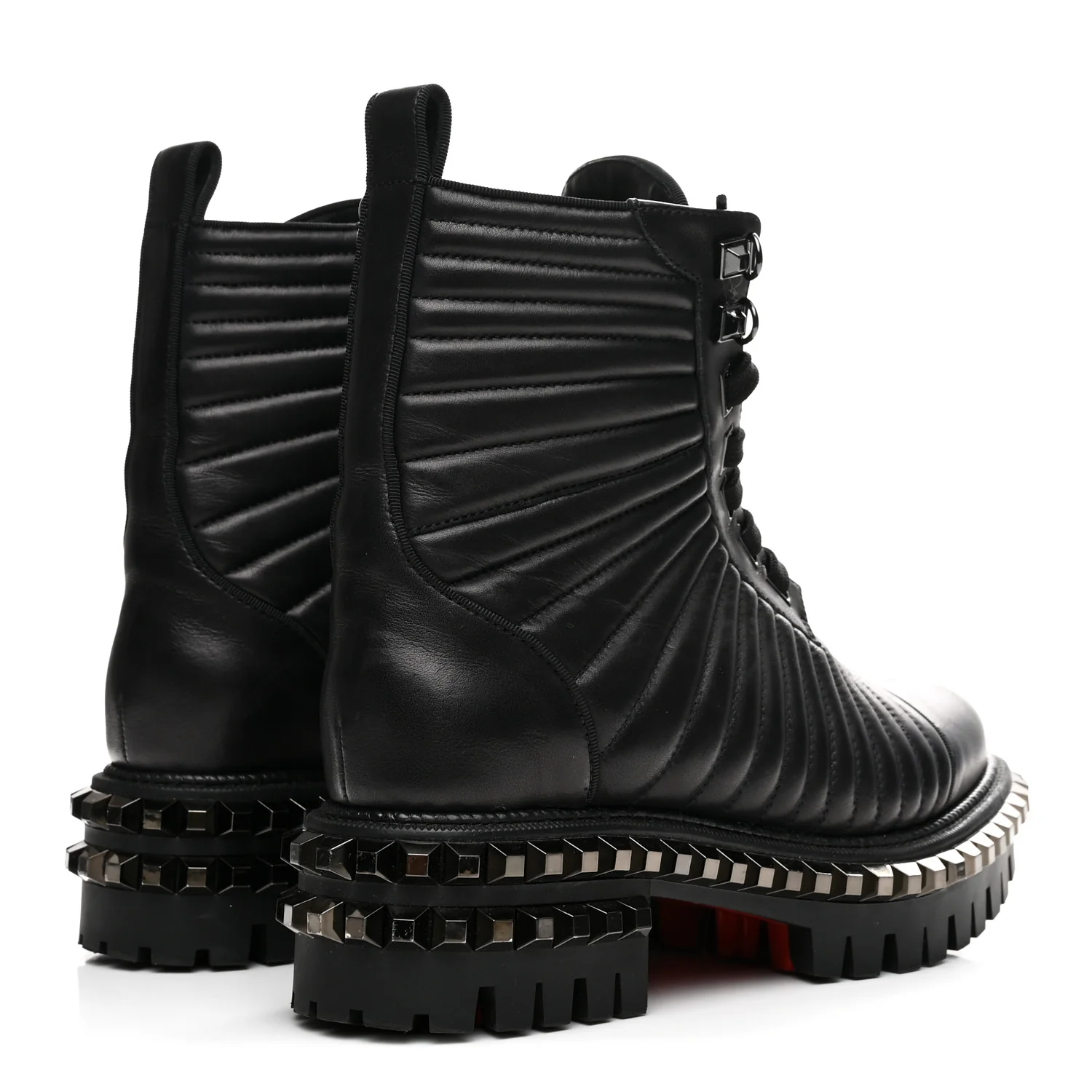 Calfskin Quilted Yetota Combat Boots 37 Black - Top Club