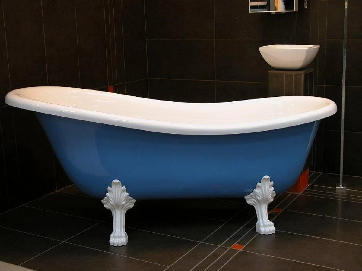 Freestanding luxury bathtub Art Nouveau Roma light blue/white/white 1470mm - Baroque antique style bathroom
